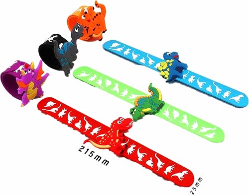 Miniatura 2 de 6 pulseras de silicona para fiesta temática de dinosaurio, dragón de dibujos animados