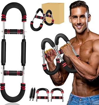 Twister arm Trainer, Adjustable Resistance 40-140 lbs Chest Workout Equipment,Forearm Power Exercise bar , pectoralis spinalis Device, Portable Detachable Design