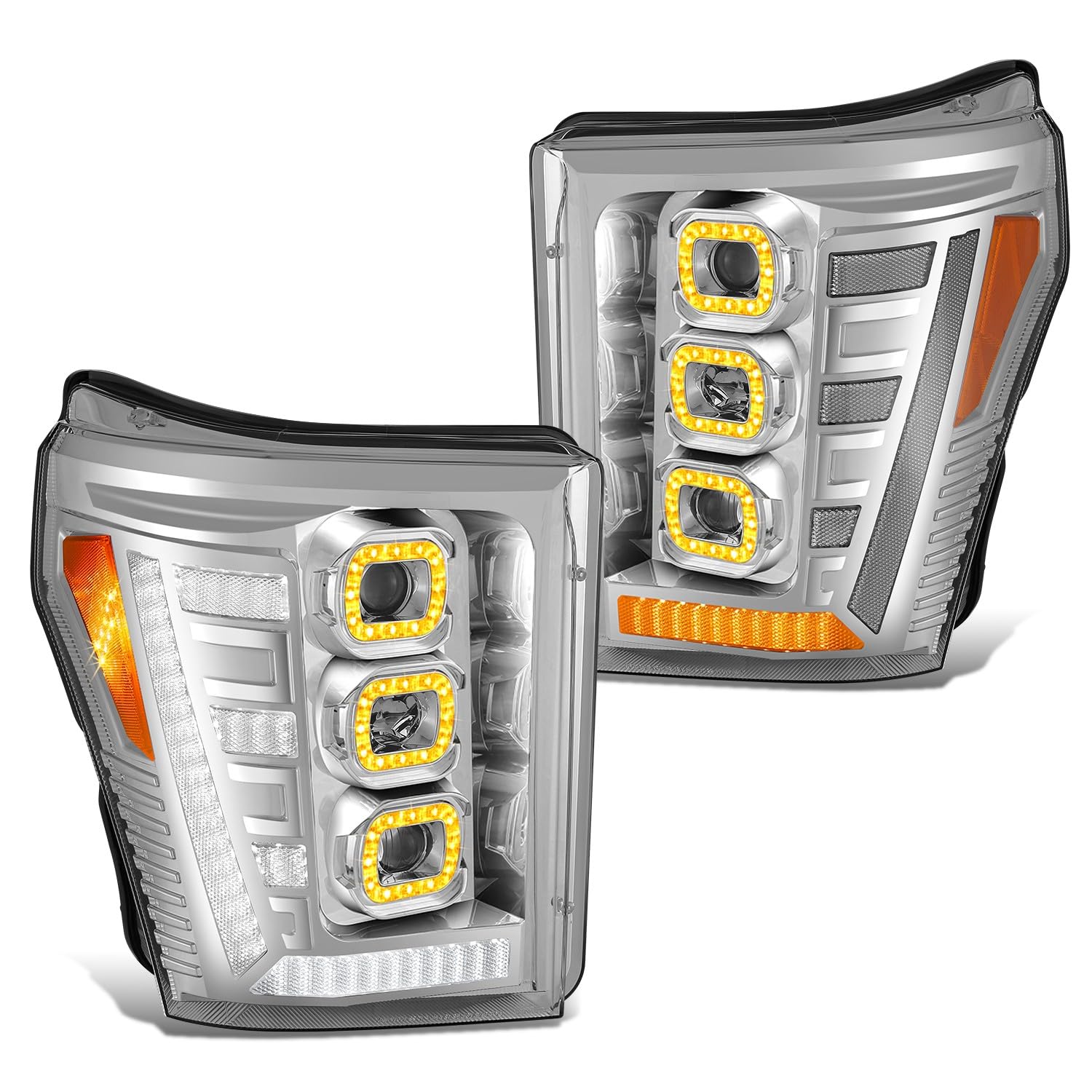 Amazon.com: DNA MOTORING Pair White 3D Light Bar Headlights