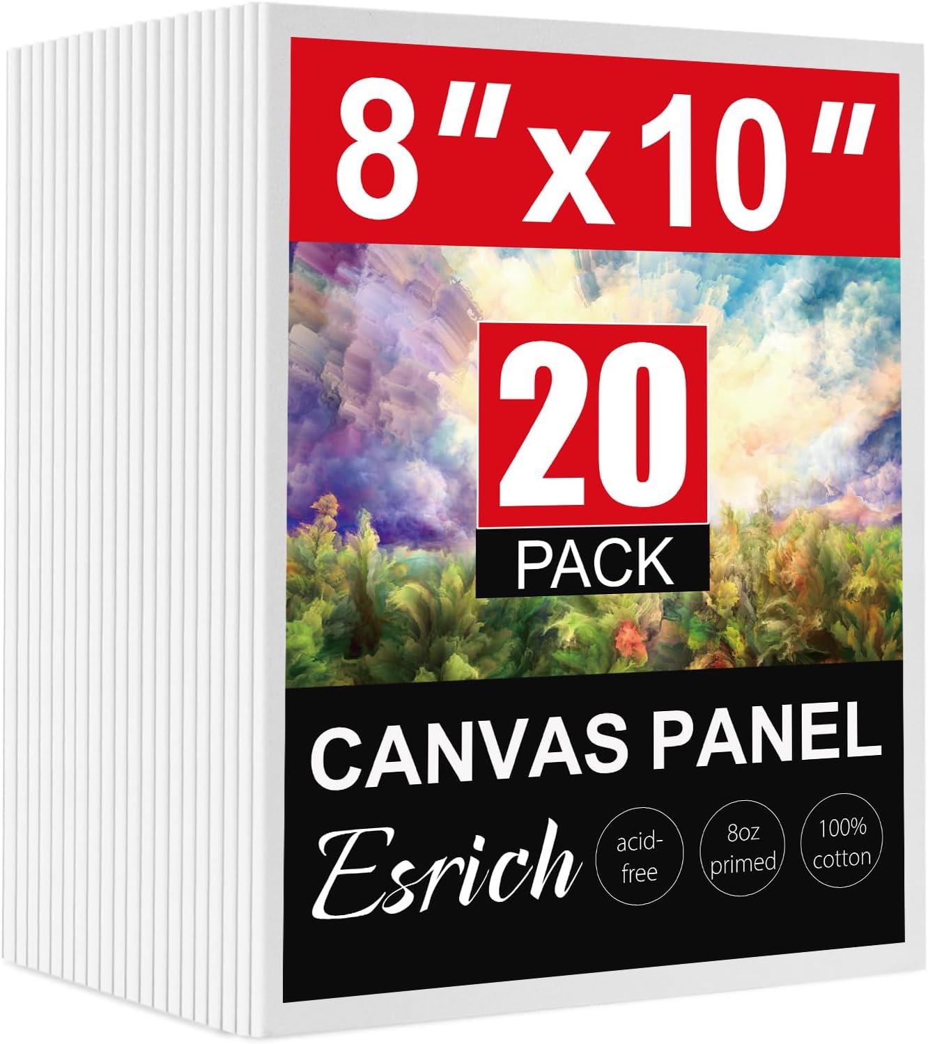 ESRICH Canvas Boards for Painting 5x7IN, 48 Pack Small Canvases for Painting Canvas Primed Acid-Free Blank Canvas Panels for Oil Paint, Watercolor, Acrylic Paint, Gouache & Tempera.
