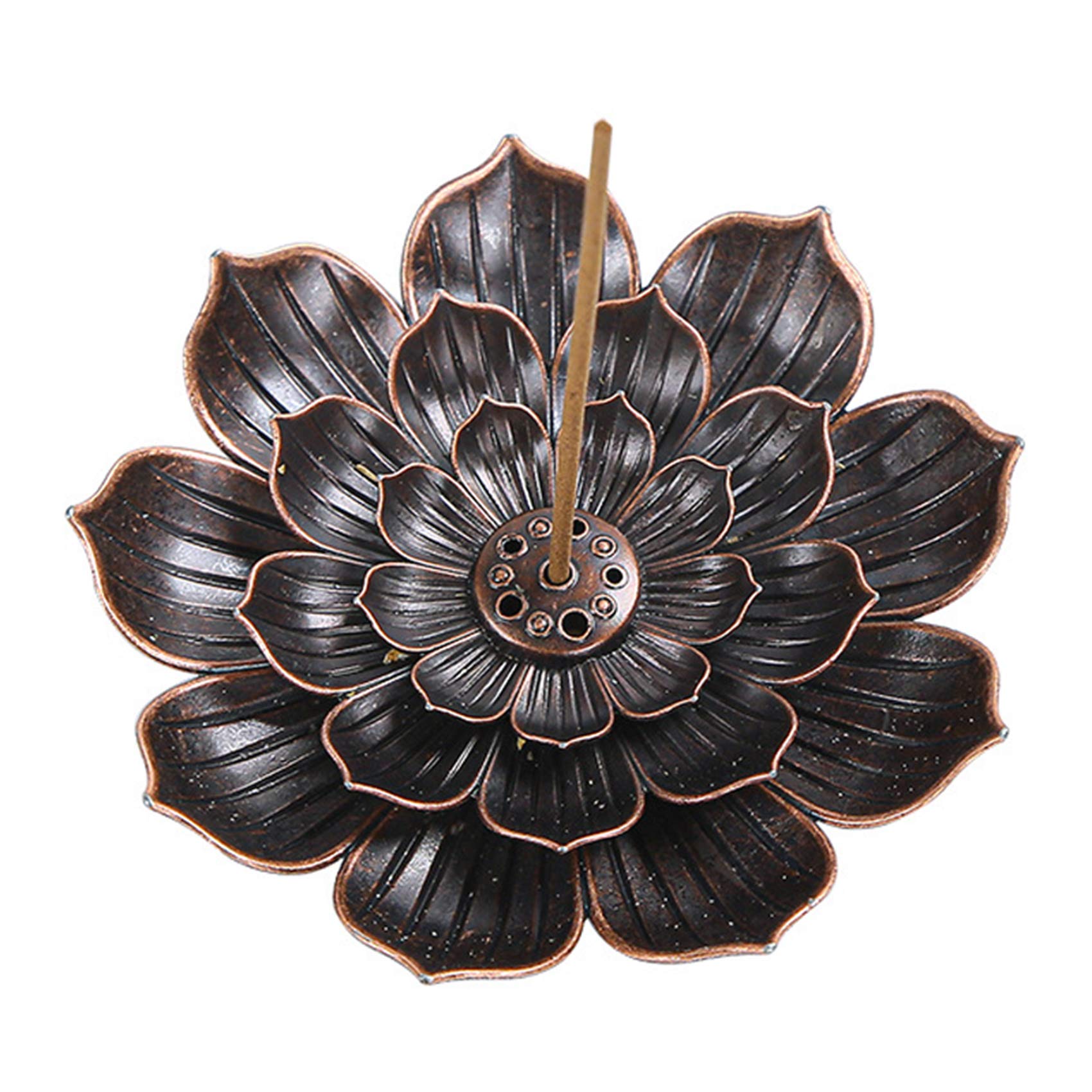 NANAOUS Lotus Brass Incense Holder 3 Pack Lotus Stick Incense Burner Cone Incense Holder with Ash Catcher for Home Fragrance Accessories