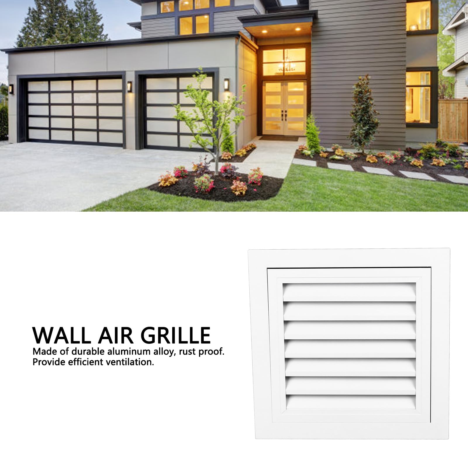 Ventilación a Dos Aguas de Aleación de Aluminio, Tamaño Exterior de 35x35 Cm, Tamaño Interior de 29,5x29,5 Cm, Cubierta de Ventilación de Pared, Rejilla de Ventilación para
