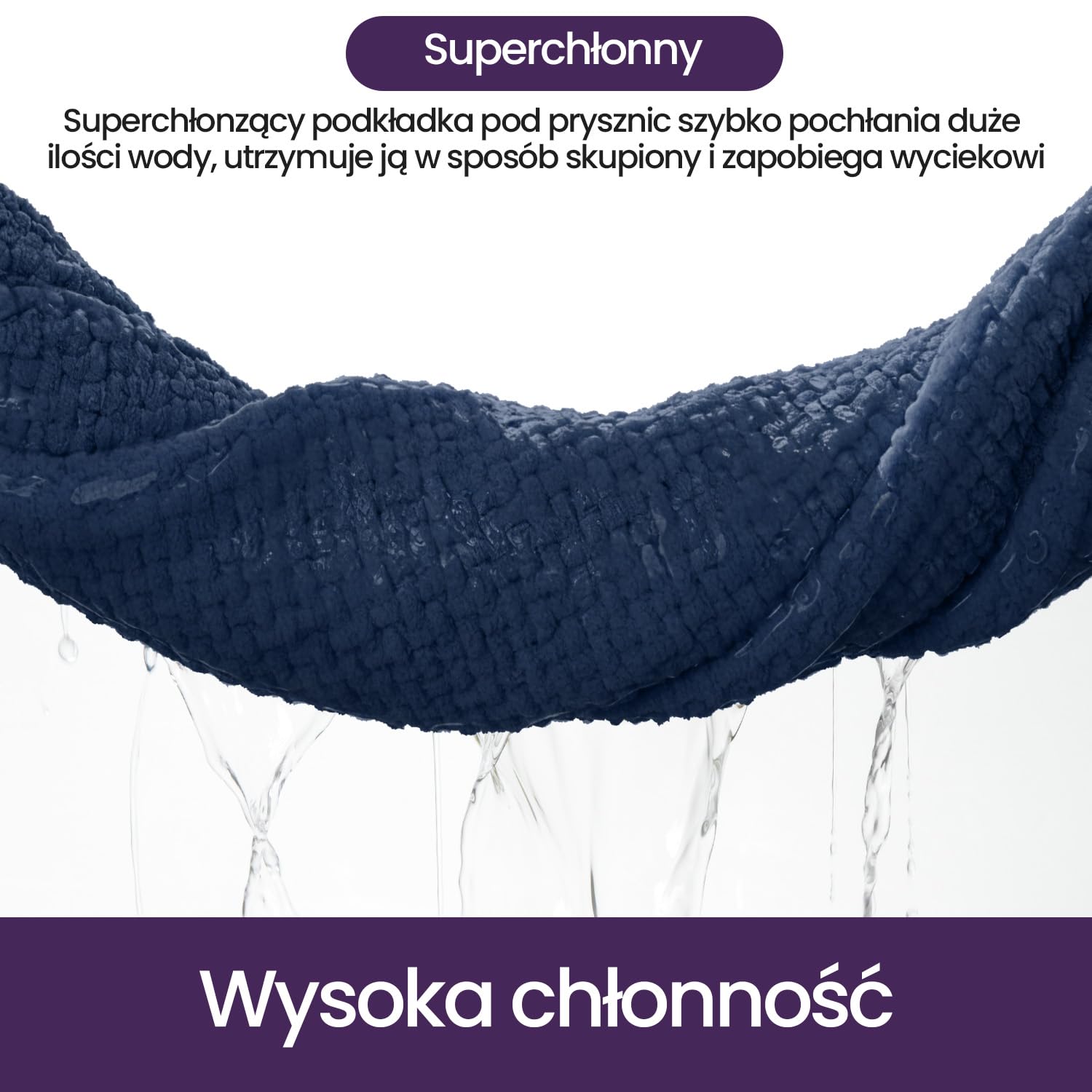 DEXI Miękka mata łazienkowa, 60 x 110 cm, bardzo chłonna, antypoślizgowa, pod podłogę, szybkoschnąca, można prać w pralce, niebieska