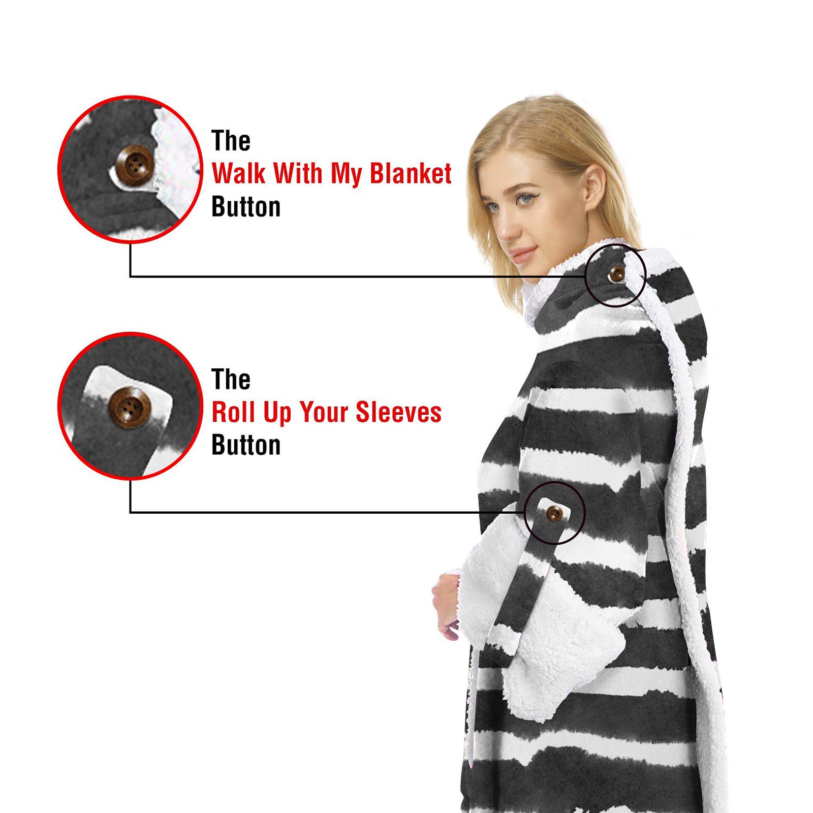 Manta Sherpa Ponible Para Adultos, Para Hombre Y Mujer Cómoda Y Calentita Manta Con Mangas, Manta Bata Para El Hogar, Bata Para Ver La Tele Manta De Sofá 001-One size