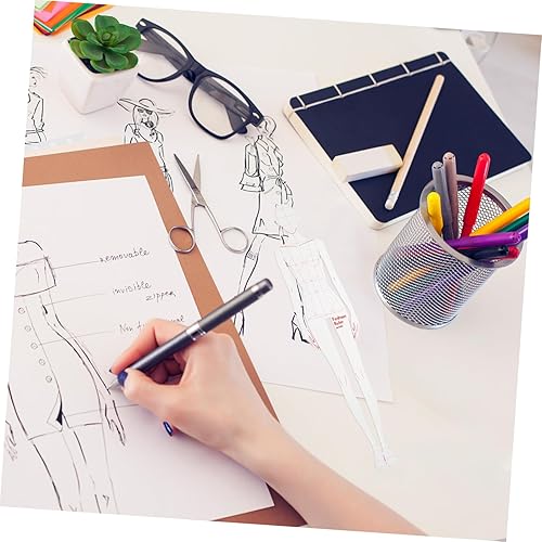 Miniatura 8 de EXCEART 2 juegos de modelo de regla patrón de pesos forma de vestido maniquí figura femenina dibujo plantilla DIY costura regla sastre ropa moda