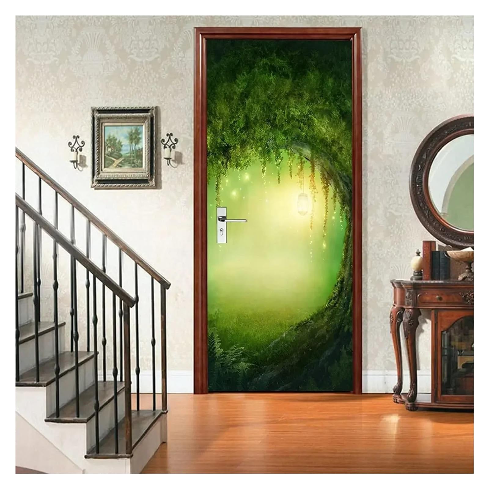 Sticker de porte forêt magique 3D autocollant et lavable