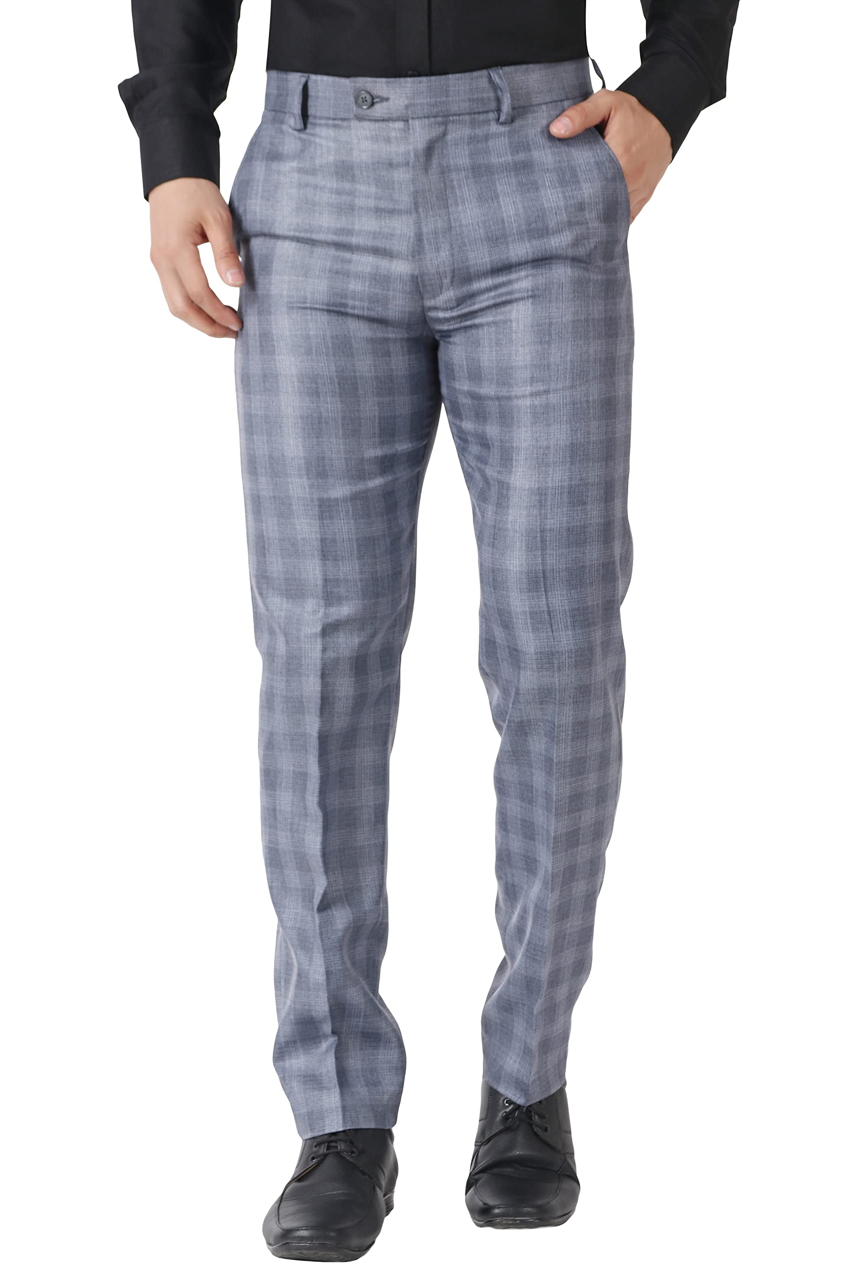 maleno Men's Polycotton Slim Fit Checkered Trouser |Trousers for Office, Party | Men Formal Pant-picture-22