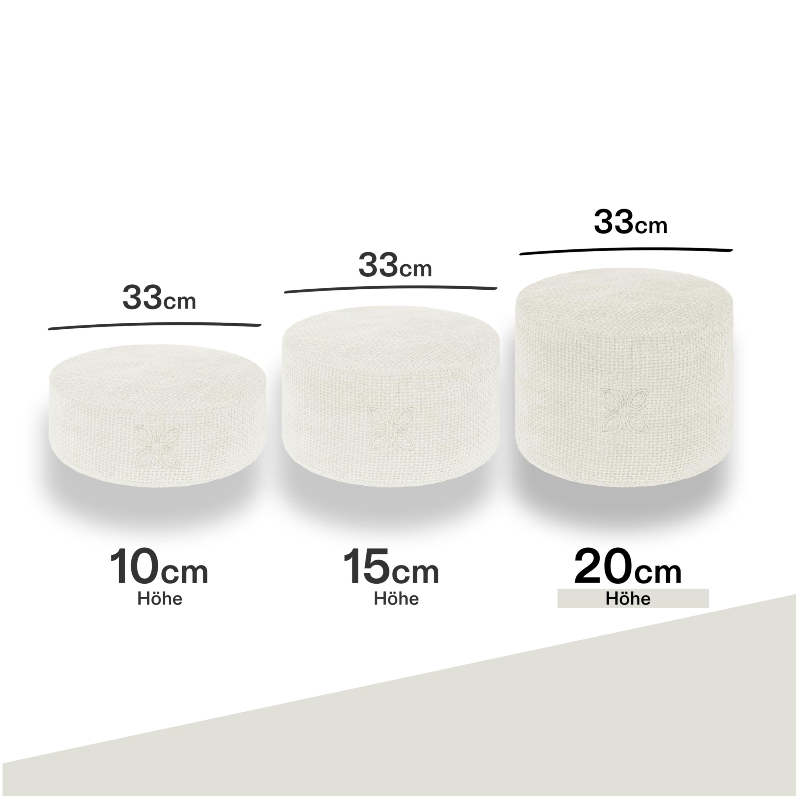Cushy™ Coussin De Méditation Rond - Coussin D'assise 10cm/15cm/20cm De Haut - Coussin De Yoga En Chenille Avec Rembourrage En épeautre - Coussin De Sol, Coussin Pour Méditation & Relaxation 15cm Milky