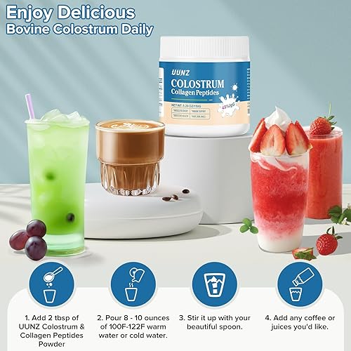 Miniatura 5 de Polvo de calostro bovino con péptidos de colágeno en polvo, nutre el cabello, las pieles, los huesos, el cartílago, los sistemas corporales,