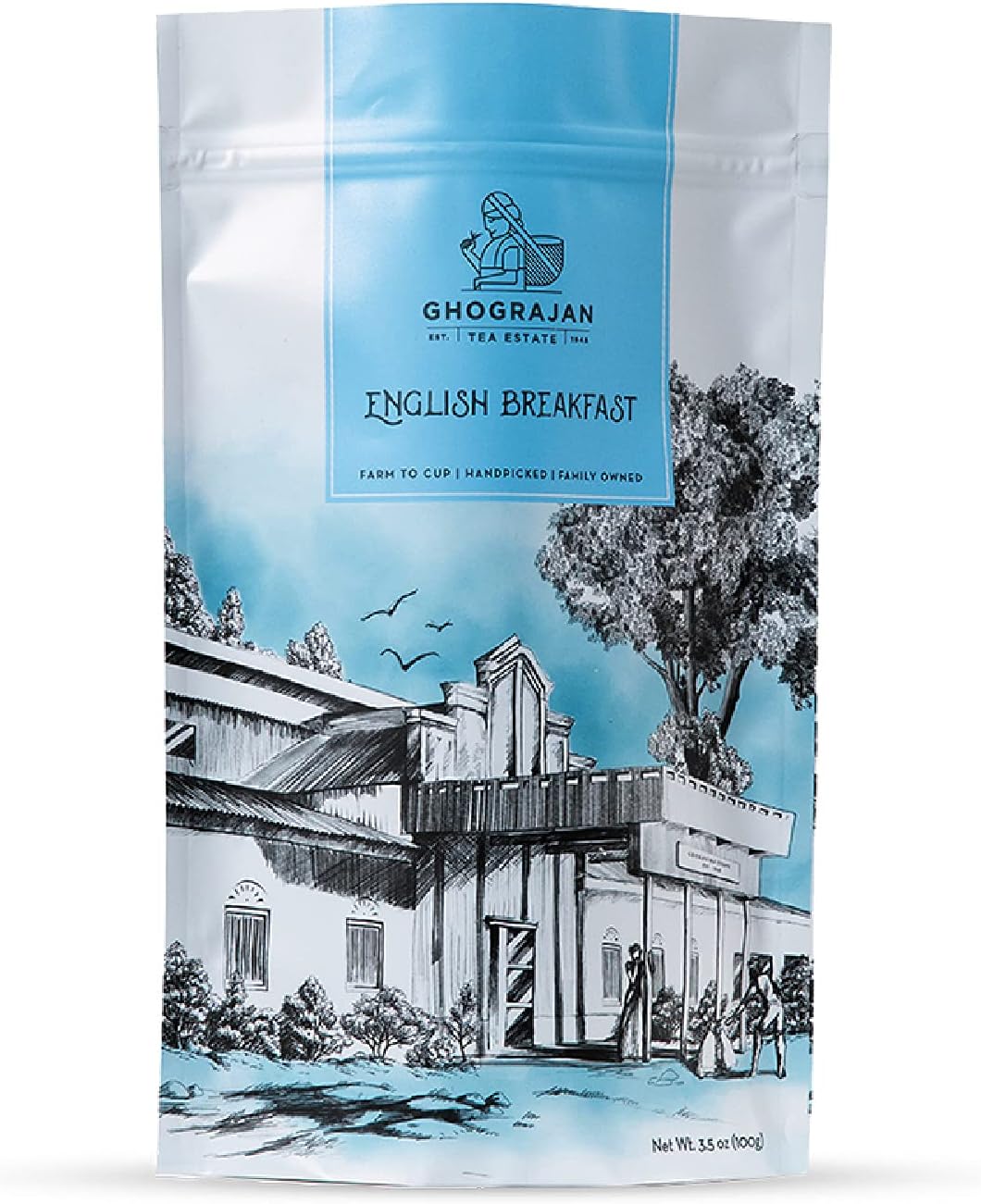 English Breakfast Loose Leaf Black Tea (200+ Servings) - Fresh Harvest - Strong Full Bodied Whole Leaf Assam Black Tea - Farm2Cup from 5th Generation Tea Farm - Bulk Pack - 1 Pound Sealable Pouch