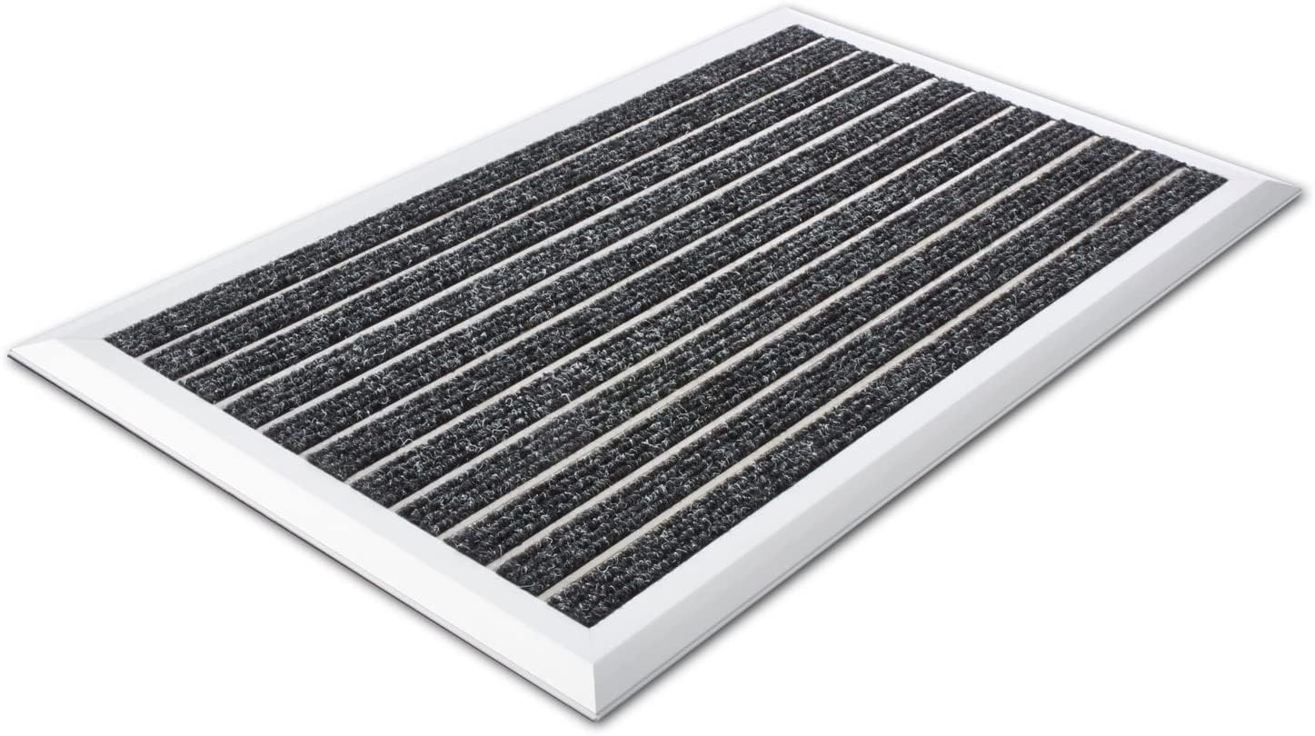 Floordirekt Fussabtreter Aussenbereich - Verschiedene Modelle für innen & außen - rostfrei & wetterfest - Haustür Fußabtreter - (Optimum Mat mit Textilfaser-Rips & Bürsten 39 x 60 cm)