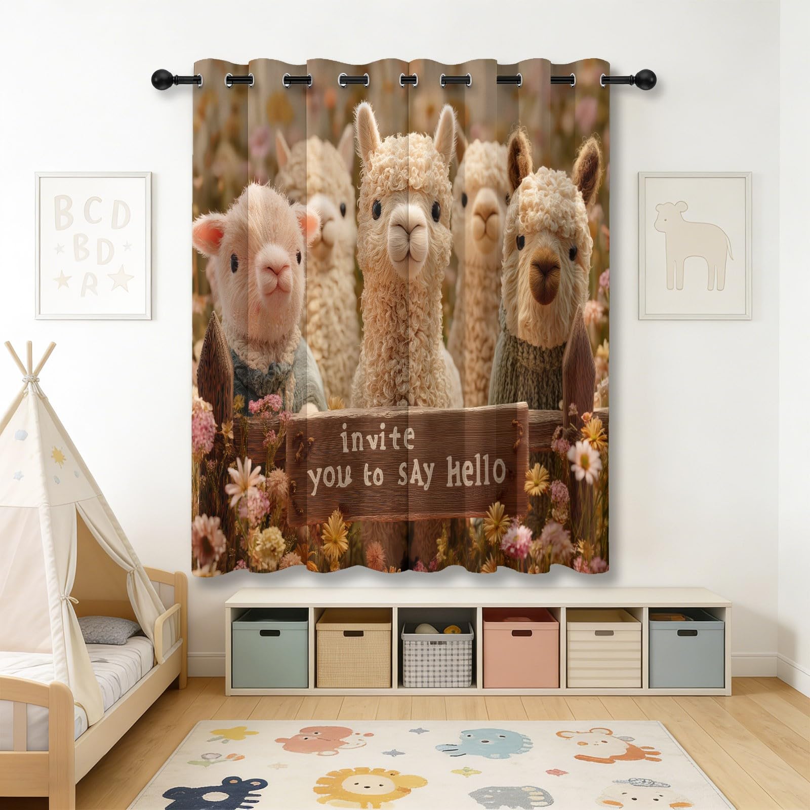Rideaux Occultants en Crème avec Préhistorique Groupe Dinosaures, 75 L x 166 H cm Isolant Thermique à Œillets Qui Protège du Froid, Habillage de Fenêtre Design pour Chambre Salon, Bureau