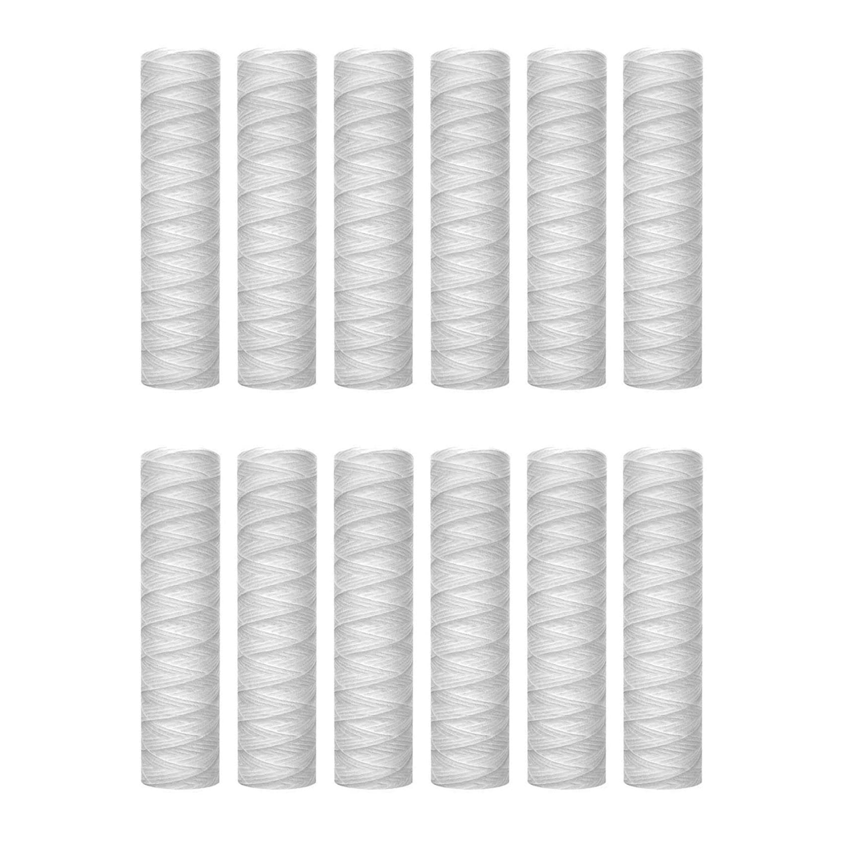 Cartuccia Filtro Acqua per Sedimenti Avvolti nel Filo da 10 Micrometri, Confezione da 12, Filtrazione di Sedimenti per Tutta La Casa, Universale