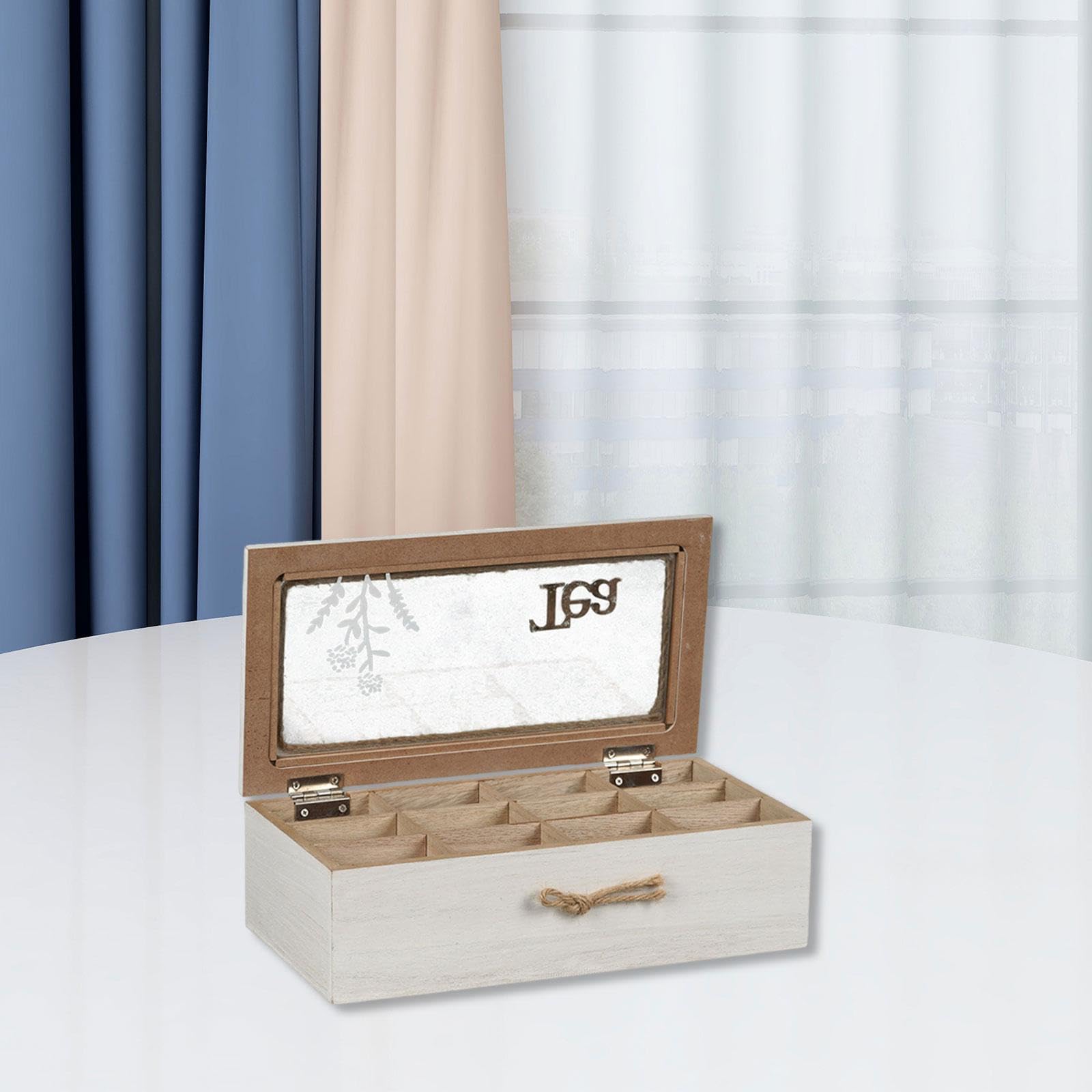 Amagogo Boîte de Rangement pour sachets de thé à 12 Compartiments, Organisateur de thé Multifonctionnel et Pratique en Bois de qualité supérieure pour la