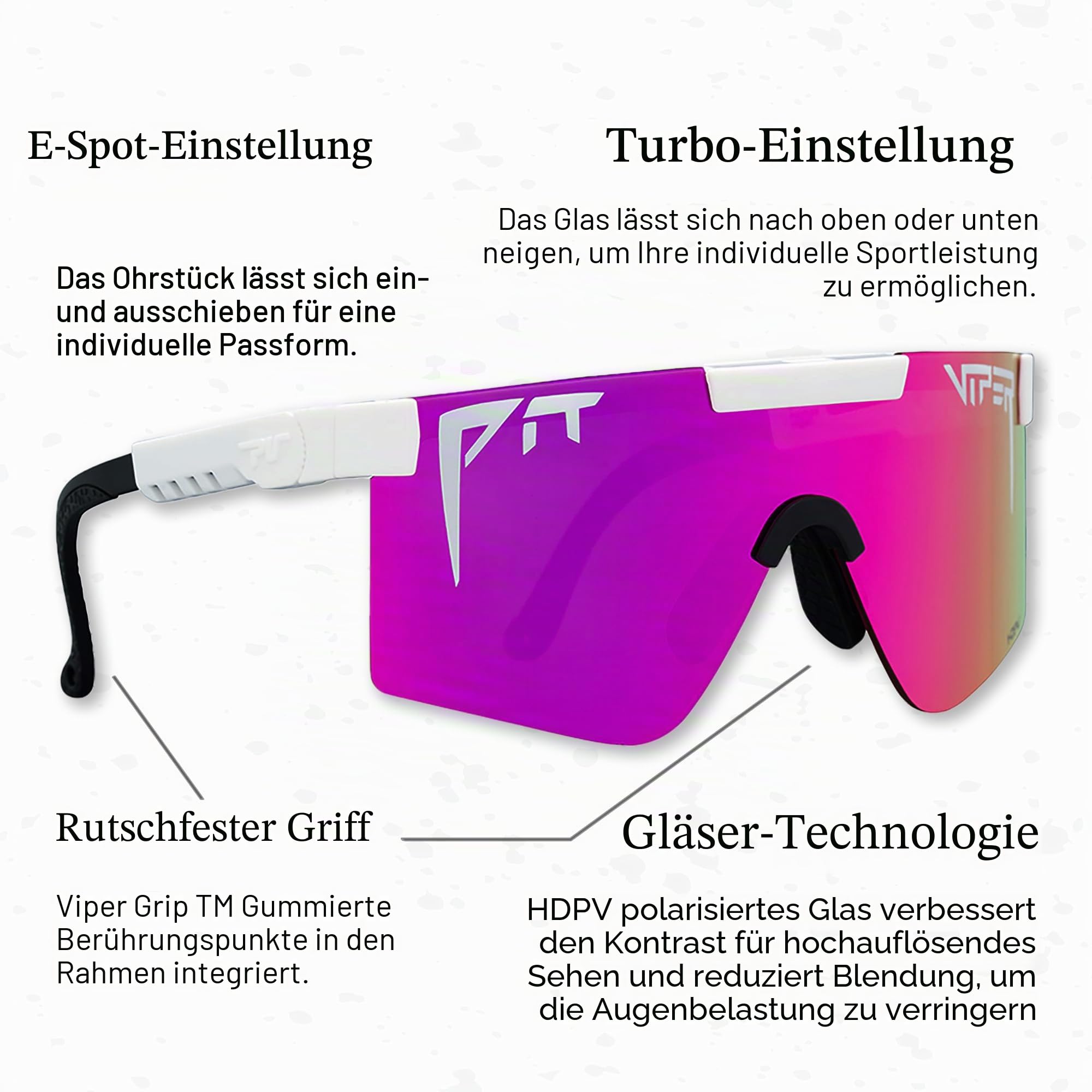 Pit Viper Sonnenbrille I Original & Original 2.0 I polarisierte Gläser I unzerstörbarer Rahmen I verstellbare Passform