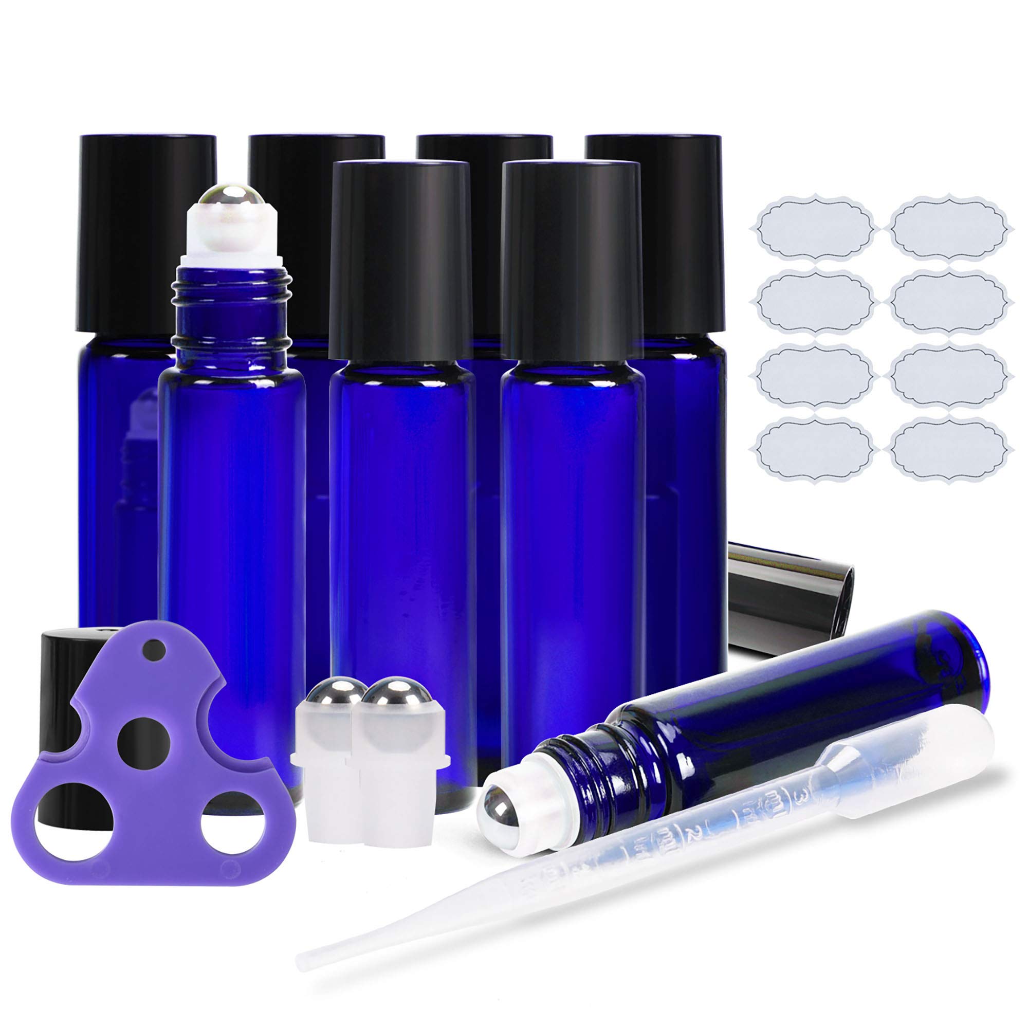 Buy ULG 8/48Pack Essential Oil Roller Bottles 10ml, Cobalt Blue/Amber