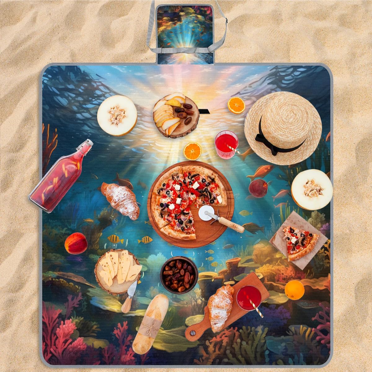 Tropic - Manta de picnic cuadrada para interiores y exteriores, impermeable, plegable, para camping, playa, parque, reuniones familiares