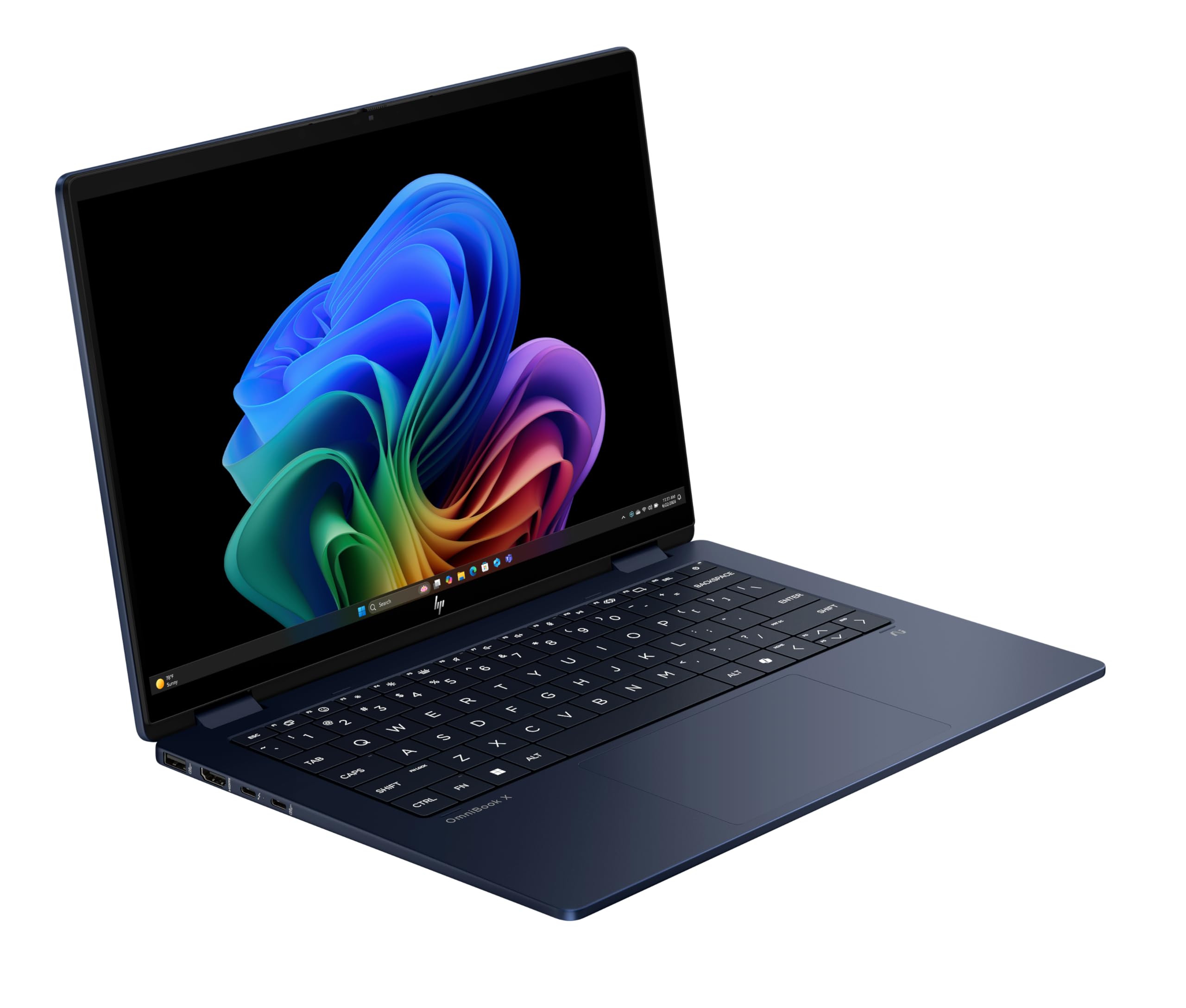 HP OmniBook X Flip 14-fm0000sf Ordinateur Portable 14" 2K OLED Tactile, PC Portable (Intel Ultra 5-226V, RAM 16 Go, SSD 512 Go, Intel Arc 130V GPU, Windows 11), Laptop Bleu, Clavier AZERTY