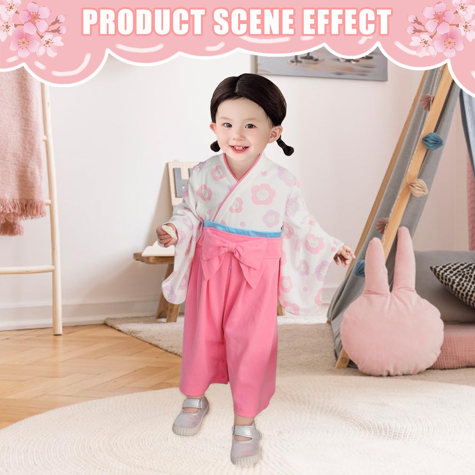 Baby Kimono Neonato Manica Lunga Cotone Kimono Giapponese per Neonati Costume Carnevale per Bambina e Bambino con 2 Paia di Calzini