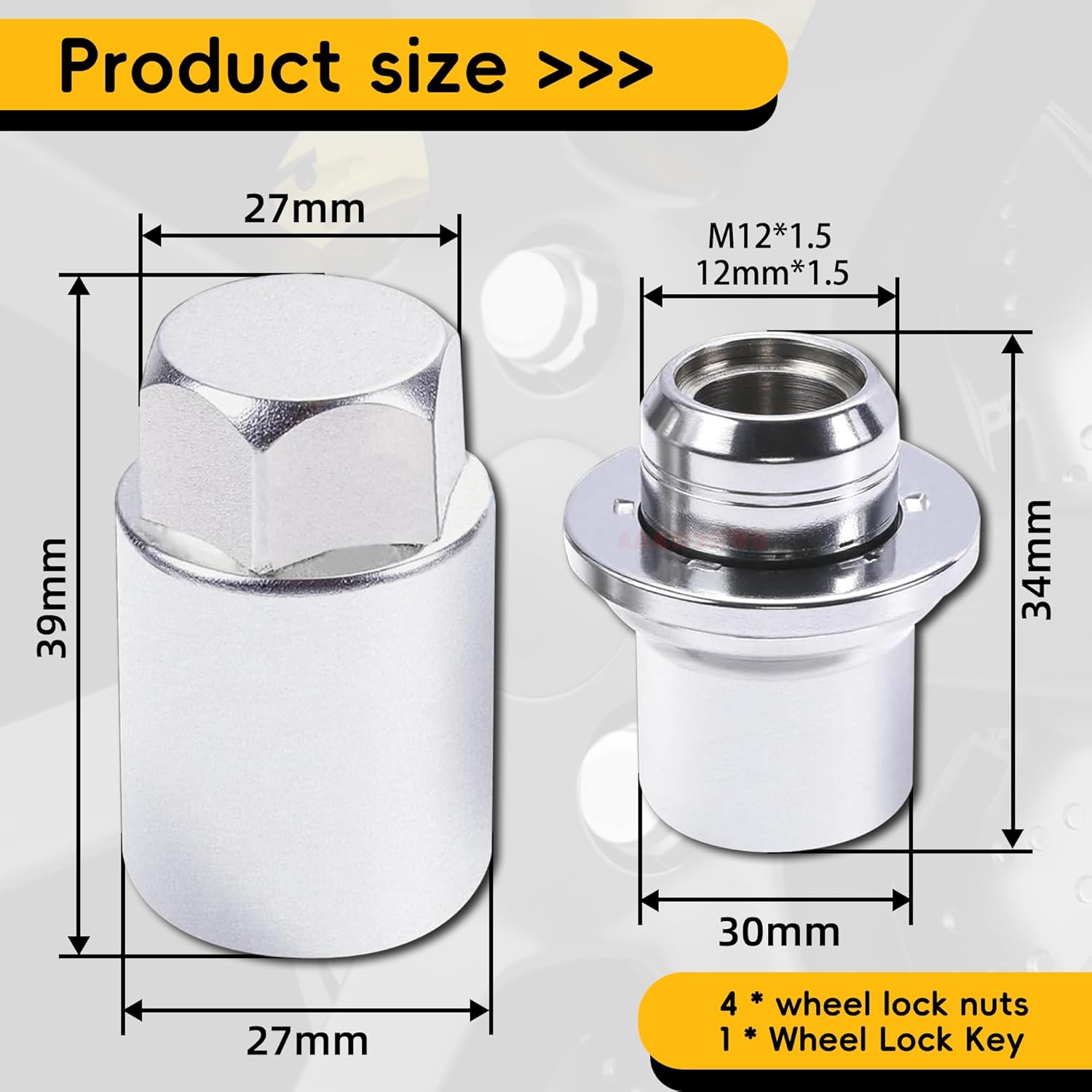 for Toyota Wheel Locks Lug Nuts Compatible Toyota Camry Tacoma Corolla Highlander Avalon RAV4 Lexus Locking Lug Nuts and Wheel Lock Key Set M12 x 1.5#00276-00900