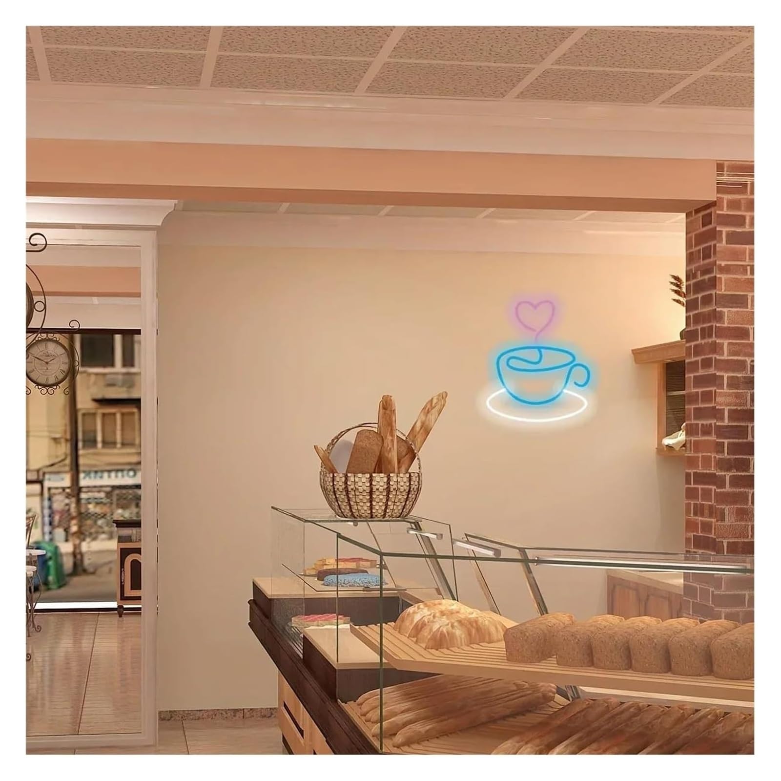 Personalizado para letreros de neón Taza de café con corazón, letrero artístico LED neón, para ideal para habitaciones, cafeterías, cocinas, pubs y clubes