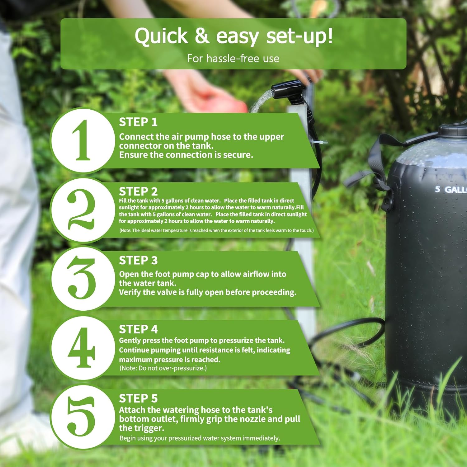 Aircity Portable Solar Camping Shower Bag with Foot Pump & Upgraded Leak-Proof Design – 20L/5-Gallon Outdoor Shower for Beach, Hiking, Travel | Lightweight, Large Water Inlet, Carry Bag