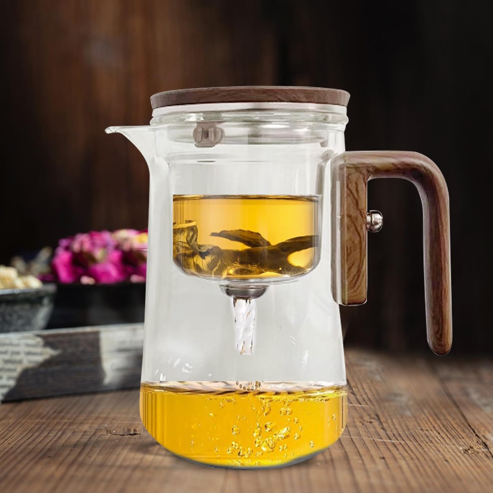 Infusor de té de 600 ml y 800 ml, infusor de vidrio de