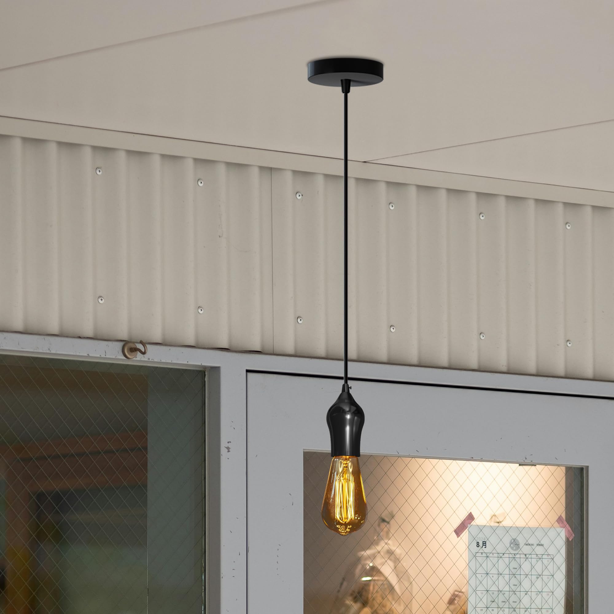 LEDSone Portalampada E27, Portalampada in Ceramica e Adattatore per Lampadine Edison, Potenza Nominale 4A 250V, Ideale per Spazi Industriali e Domestici (Nero Lucido, confezione da 5)
