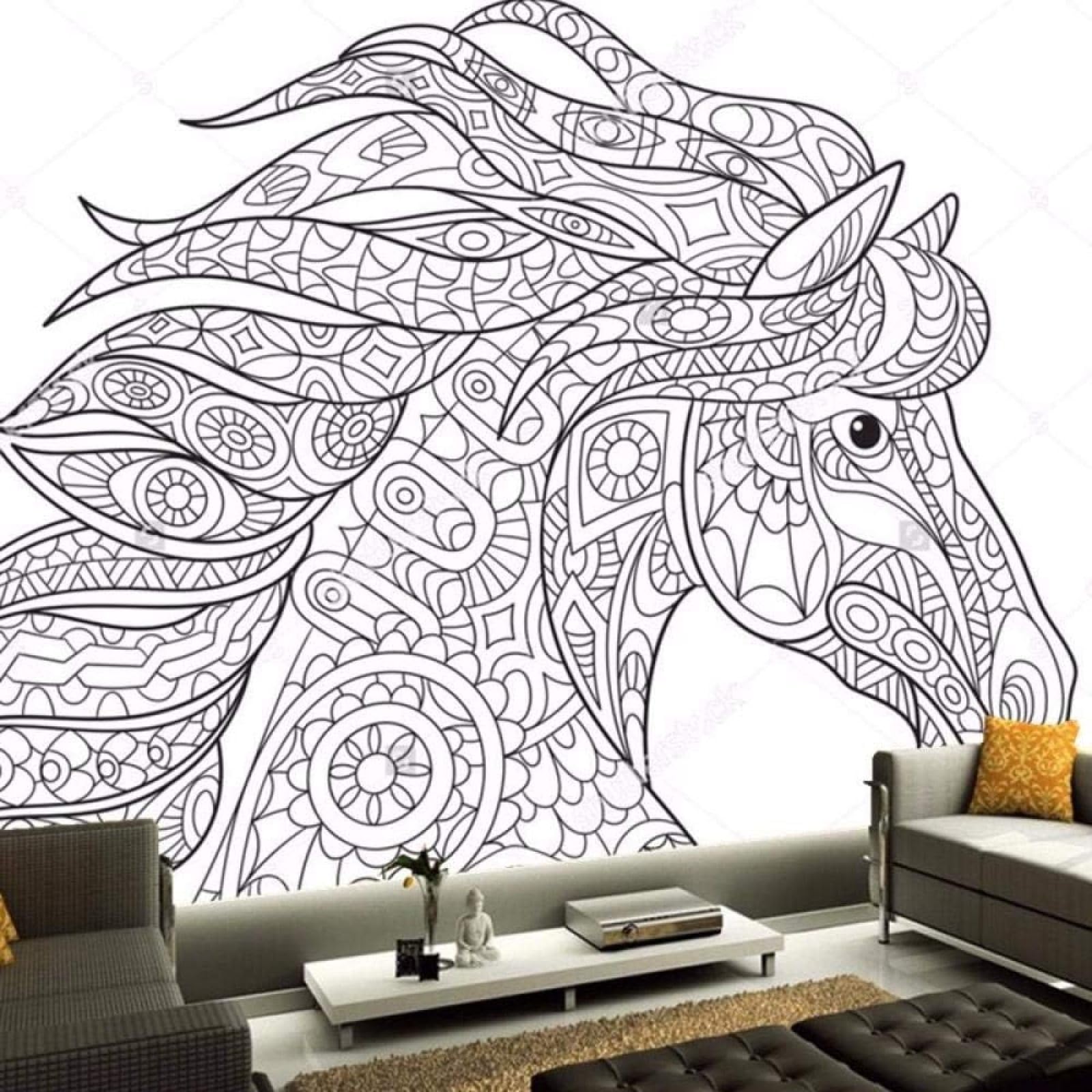 Papel pintado de caballo abstracto para decorar la pared del sofa en salones modernos