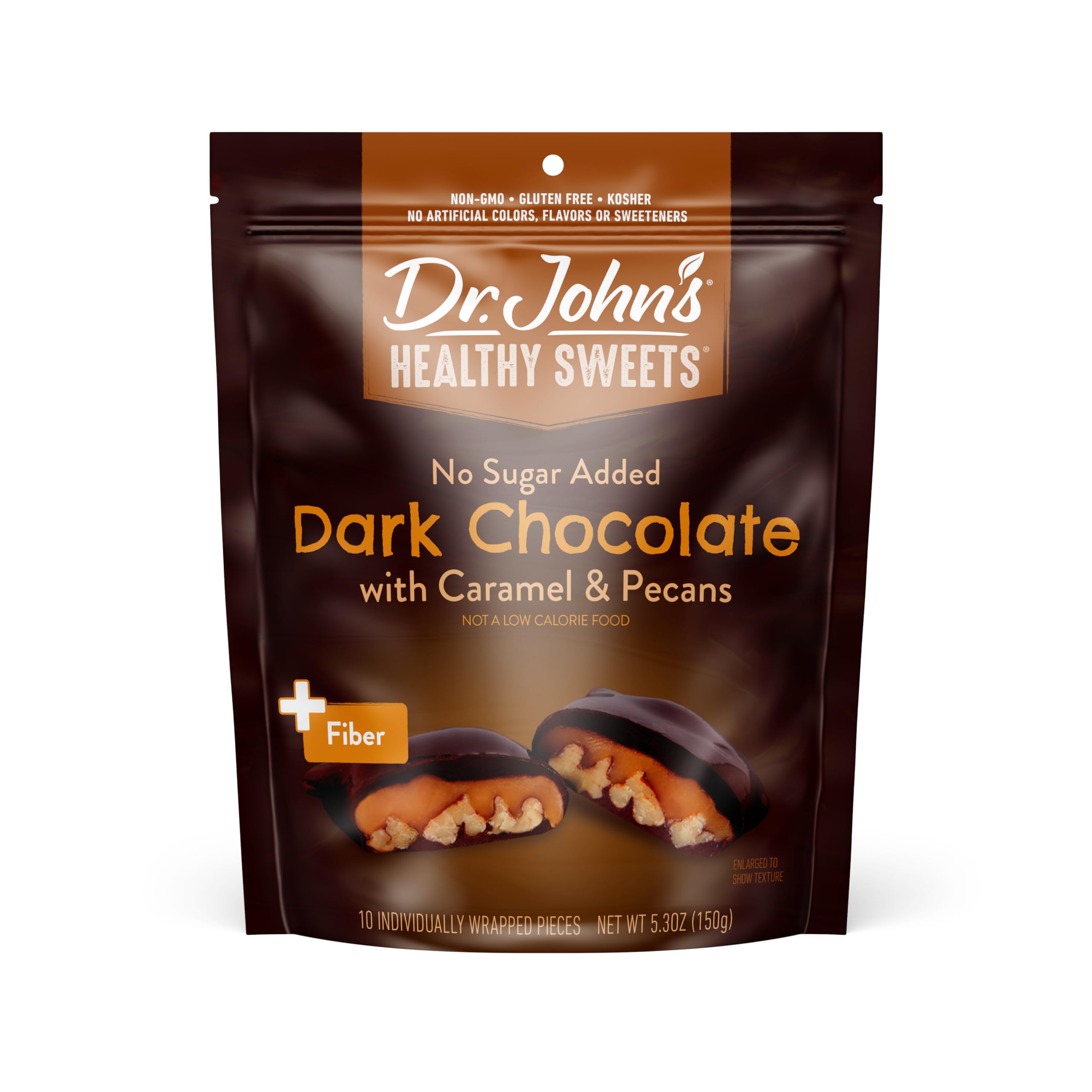 Dr. John's Healthy SweetsDark Chocolate with Caramel & Pecans, 5.3 oz