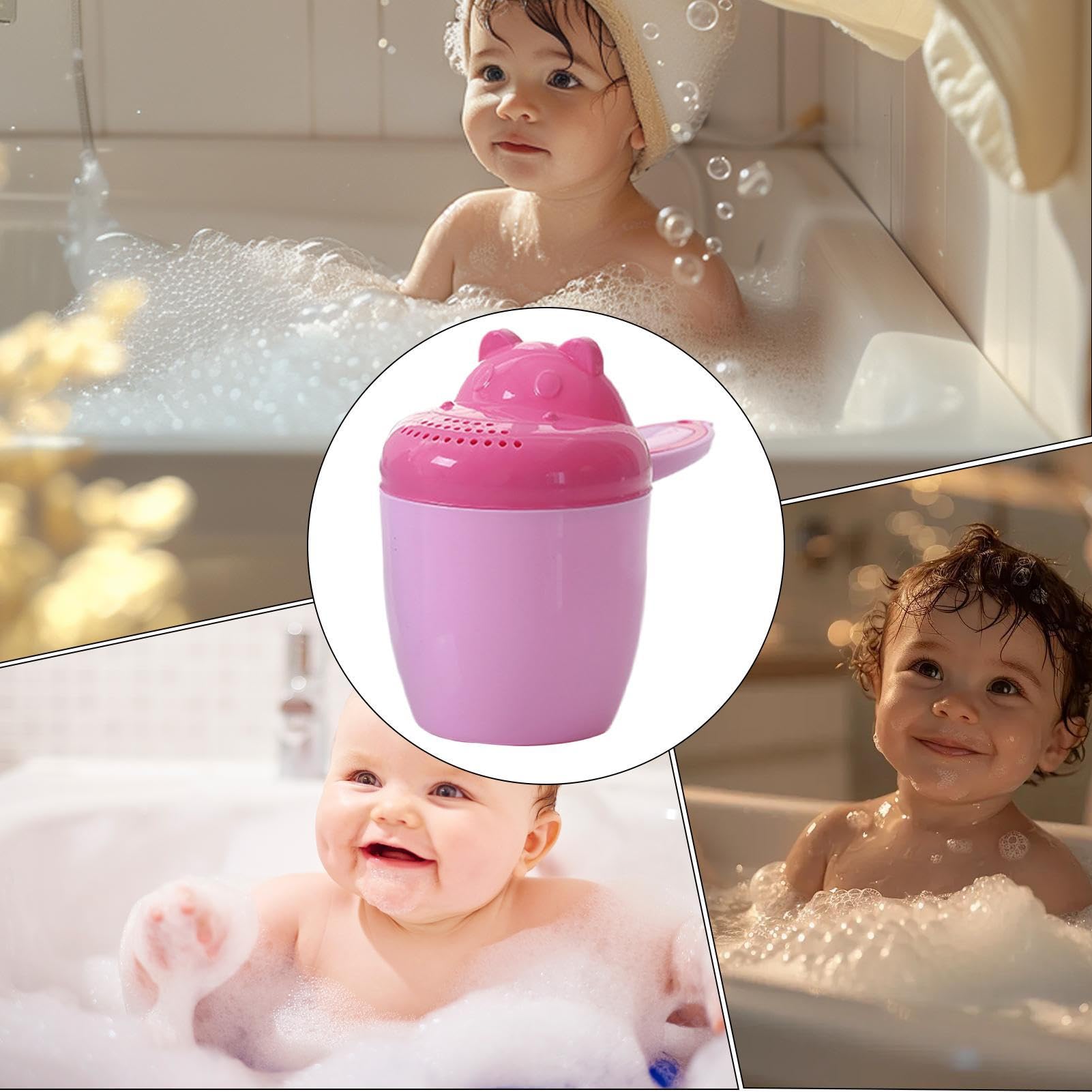 Baby kinderen haarwasbeker badbeker, baby shampoo spoelbeker emmer voor het wassen van haar baby shampoo spoelbeker baden flusher cup bescherming oogspoelbeker voor kleine kinderen blauw