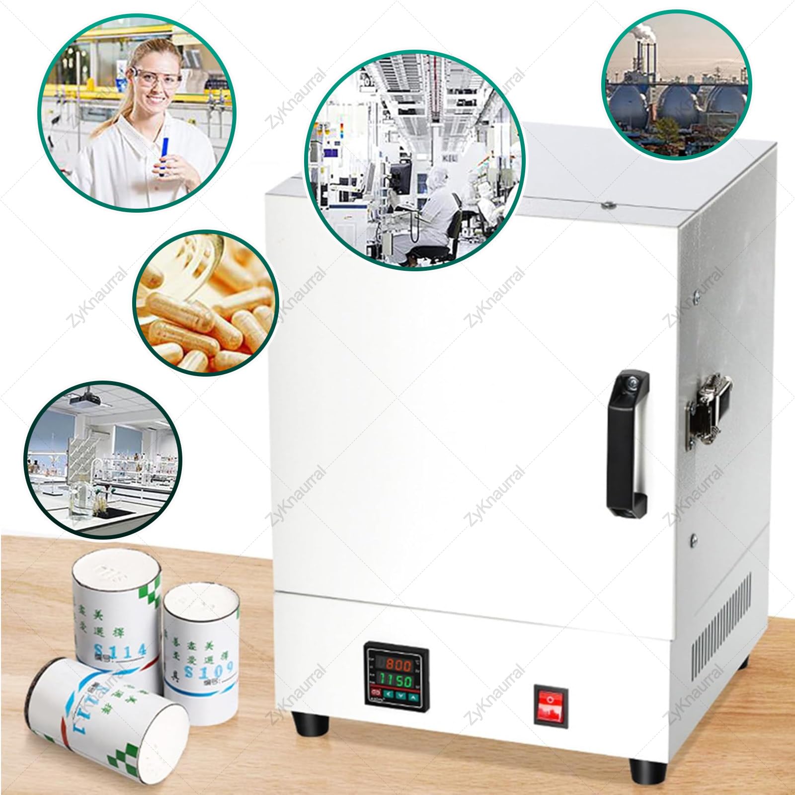 Horno de mufla eléctrico 2000W - Horno de mufla de alta temperatura de 1150 °C para laboratorio, producción industrial y procesamiento de joyería, horno de calcinación compacto de sobremesa con c