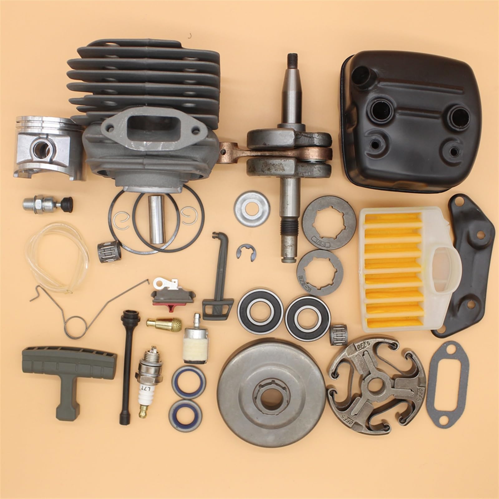 50MM cylinder silnika wał korbowy tłumik wydechowy bęben sprzęgła zestaw remontowy, dla Husqvarna, 365 372 XP 371 piła łańcuchowa NIKASIL PLATED Zestaw sprzęgła do kosiarki