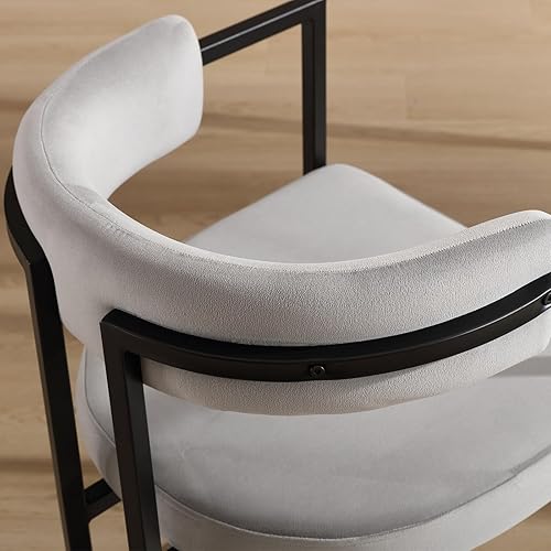Miniatura 5 de Juego de 2 sillas de comedor de terciopelo gris, sillas de comedor modernas con respaldo cómodo, silla de comedor tapizada, sillón decorativo para
