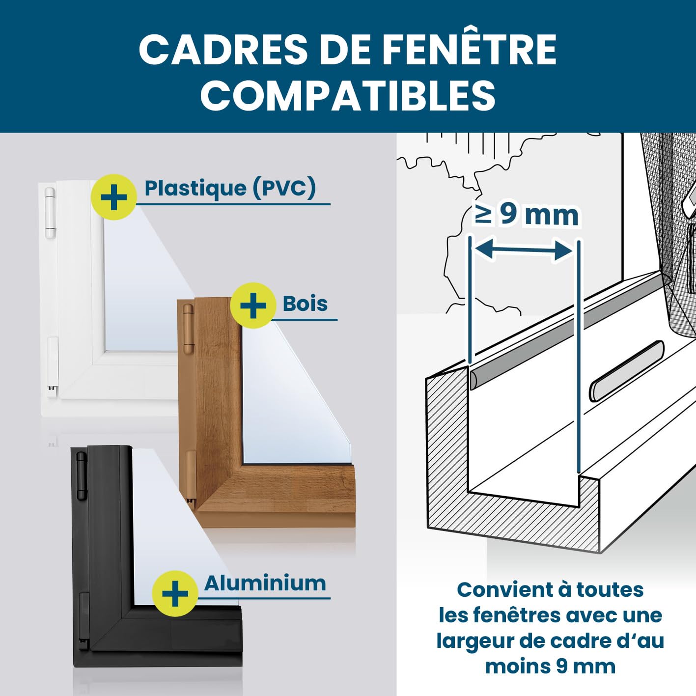 Hoberg Moustiquaire de fenêtre Fixation magnétique 150 x 130 cm découpable Noir
