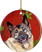 Vista 60 de Caroline's Treasures Dachshund copos de nieve rojos y verdes, adorno de cerámica de Navidad para colgar en el árbol de Navidad, decoración