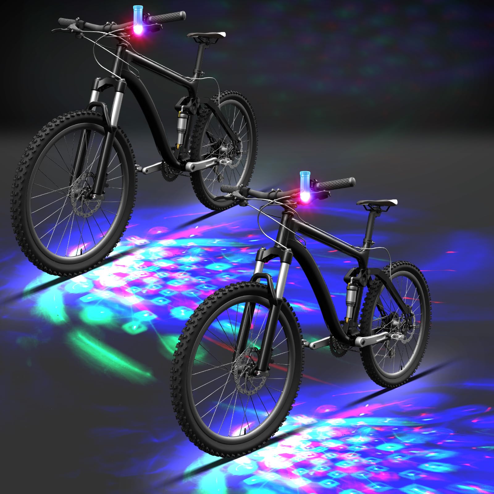 Kittmip 1/2/4 Pcs Disco Party LED Bike Light Disco Scooter Light Tri-Colored Bicycle Lights Blinking Swirling Fun Cycling Accessory, Christmas Stocking Stuffer, 3 AAA Batteries Included(2 Pcs,Blue) โ image 1