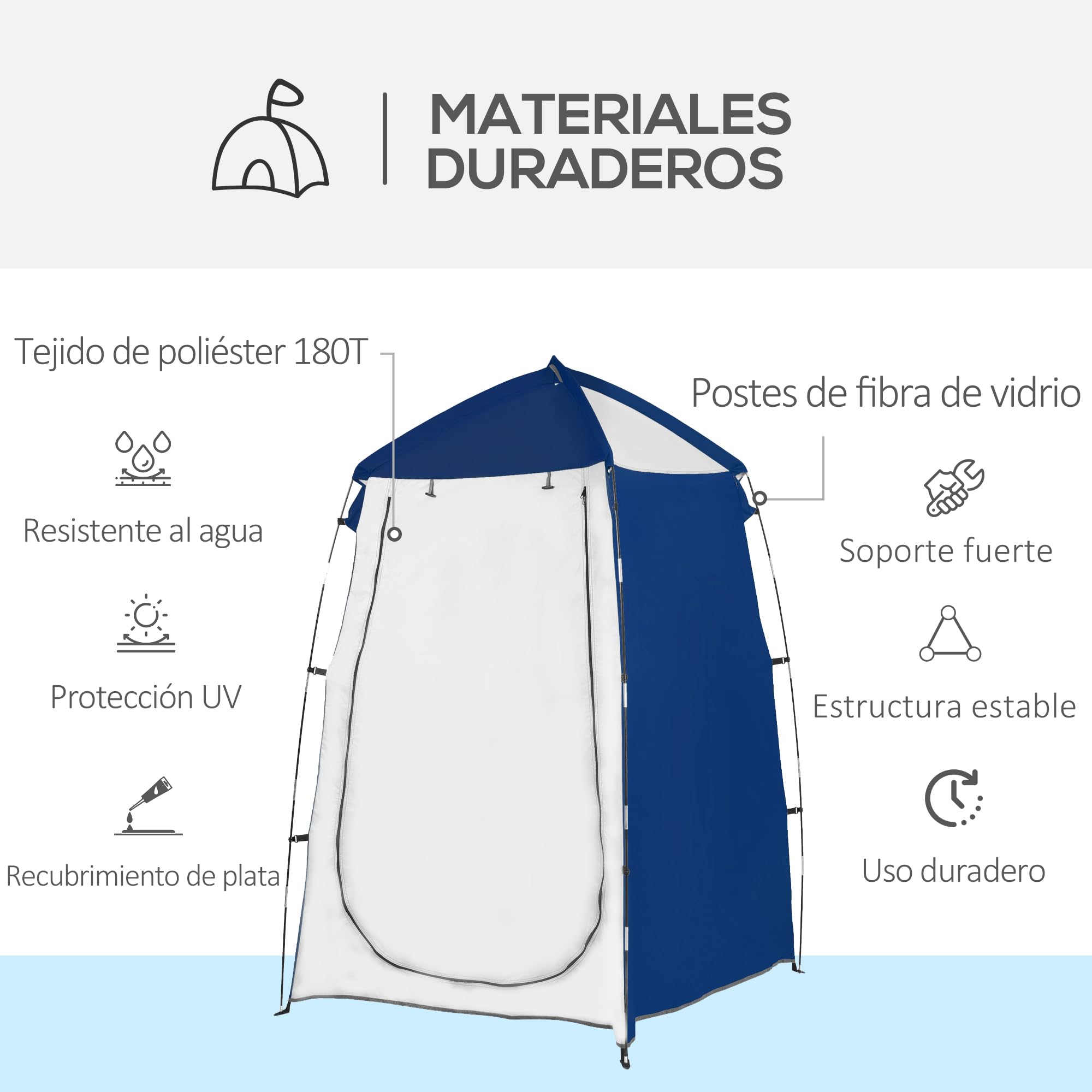 Outsunny Tienda de Ducha Camping Portátil UV25+ 123x121x198 cm