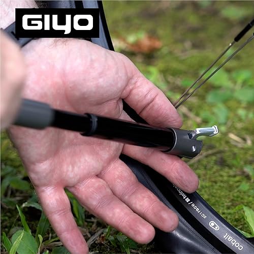 Miniatura 7 de GIYO Mini bomba de bicicleta para bicicletas de carretera - Válvula Presta, barril telescópico CNC de 120 PSI, ligero y portátil, bloqueo de válvula