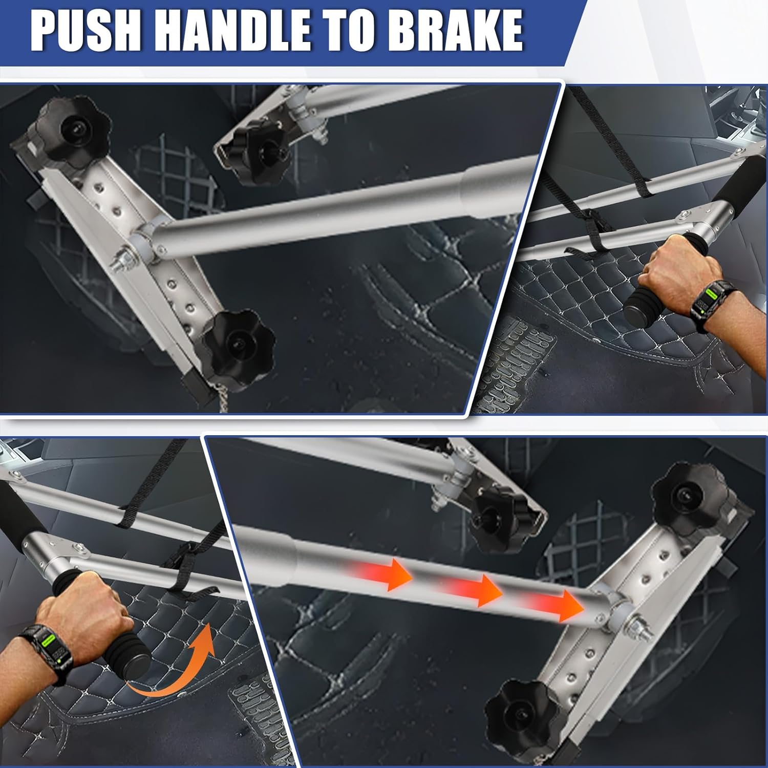 Portable Car Hand Controls for Disabled Drivers, Heavy-Duty Aluminum Push-Pull Driving Aids, Universal Handicap Device with Non-Slip Sponge Grip, Easy Install