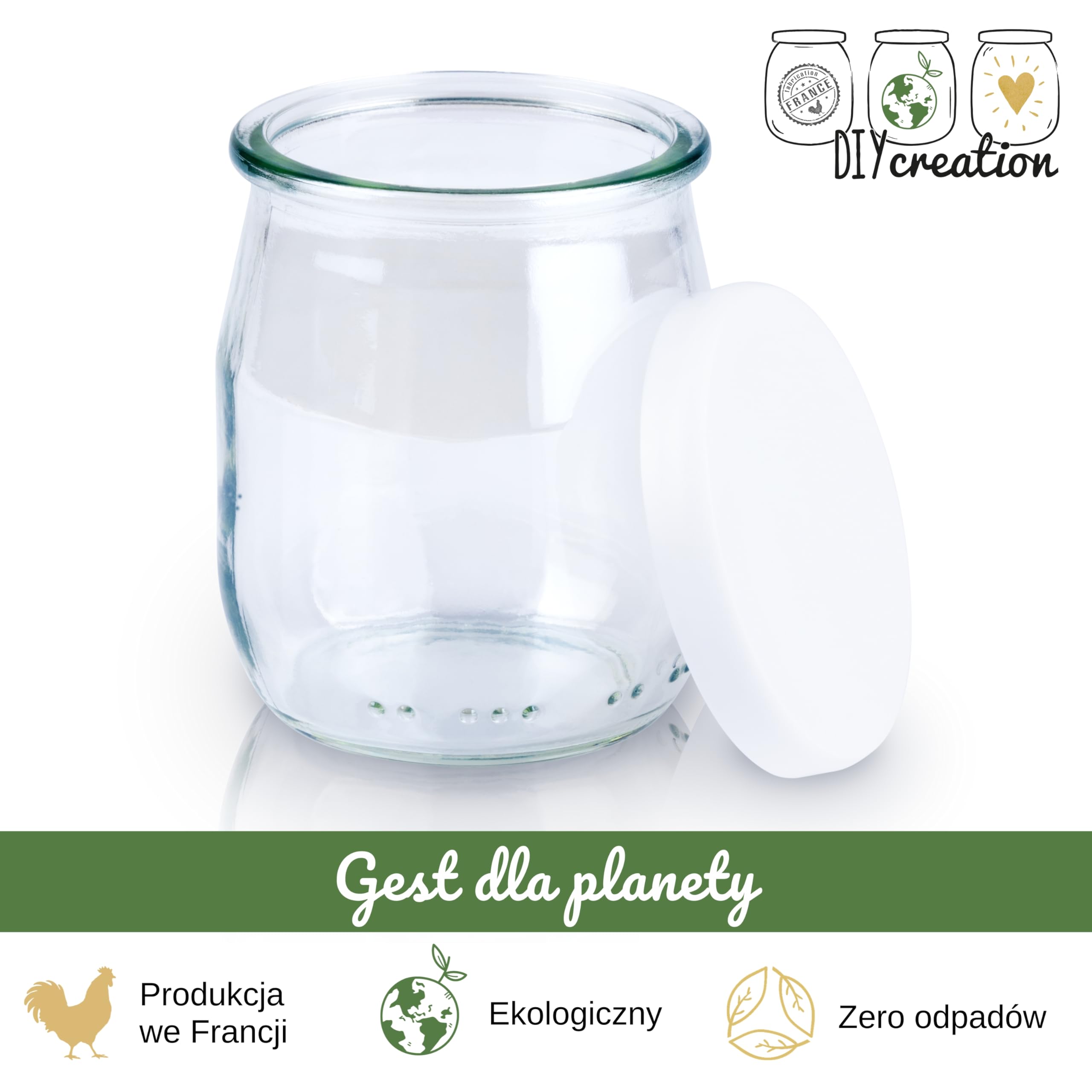 Zestaw 12 szklanych słoików na jogurt z hermetycznymi pokrywkami - Seb Multidélices, Thermomix, Cookeo Jogurt Maker - mały słoik do przechowywania dla niemowląt - wyprodukowany we Francji