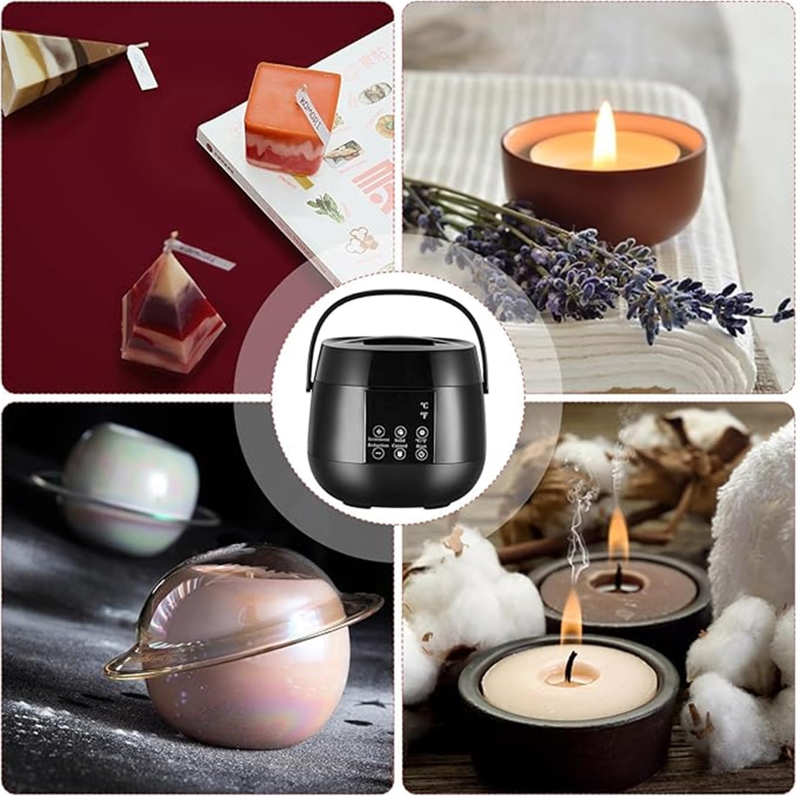 Fusore elettrico per cera con display a LED della temperatura, kit per la creazione di candele per principianti, set fai da te con accessori, perfetto per adulti