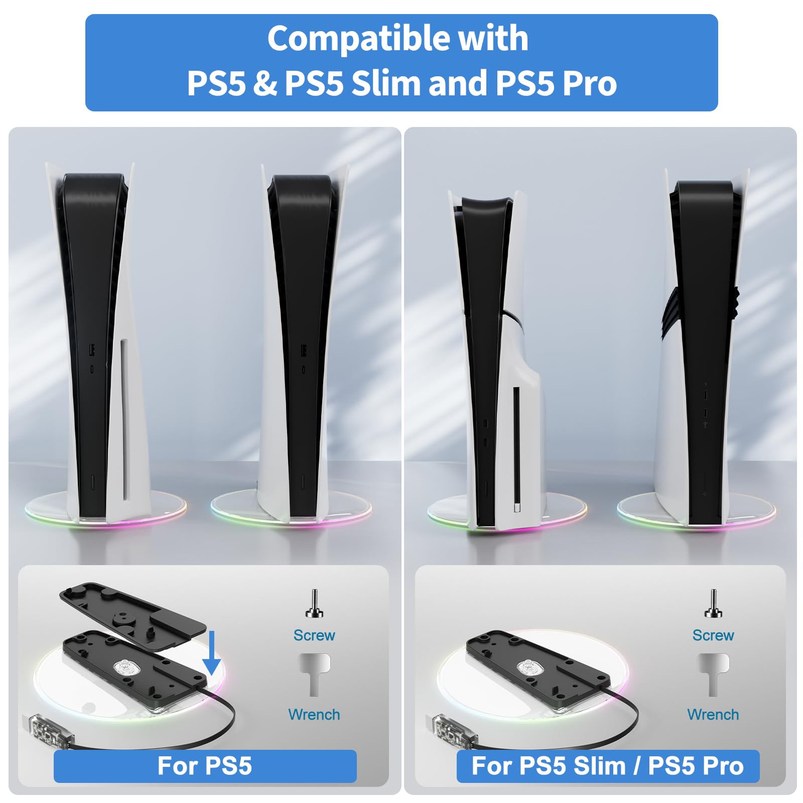 Amazon.com: XIONZIJA PS5 Vertical Stand with RGB,Applicable to All