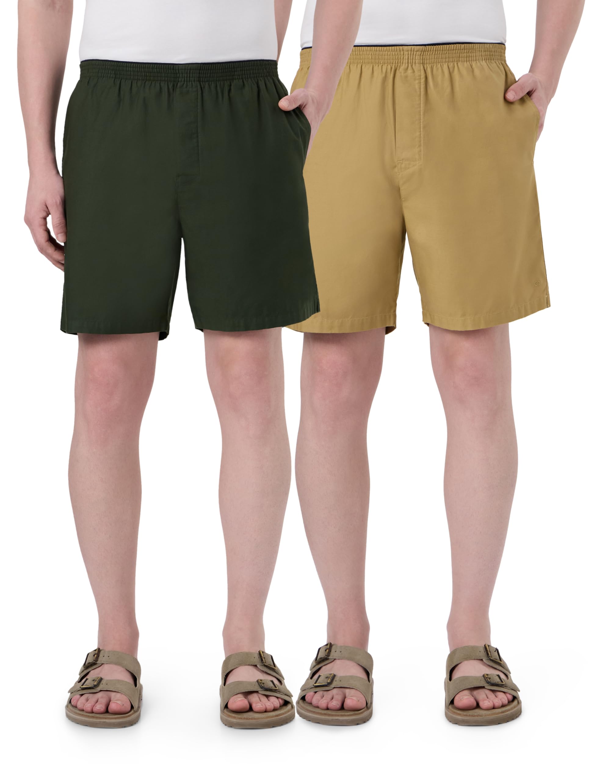 Symbol Premium Men's Pack of 2 100% Cotton Super Soft Solid Boxers | Elasticated Waistband | Dual Side Pockets | Available in Plus Sizes