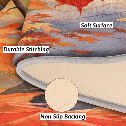 Miniatura 6 de Watercolor Autumn Maple Leaf Tree Bathroom Rugs Non-Slip Bath Rug Microfiber Bath Mat Absorbent Kitchen Mats and Rugs Machine Washable Oval Plush