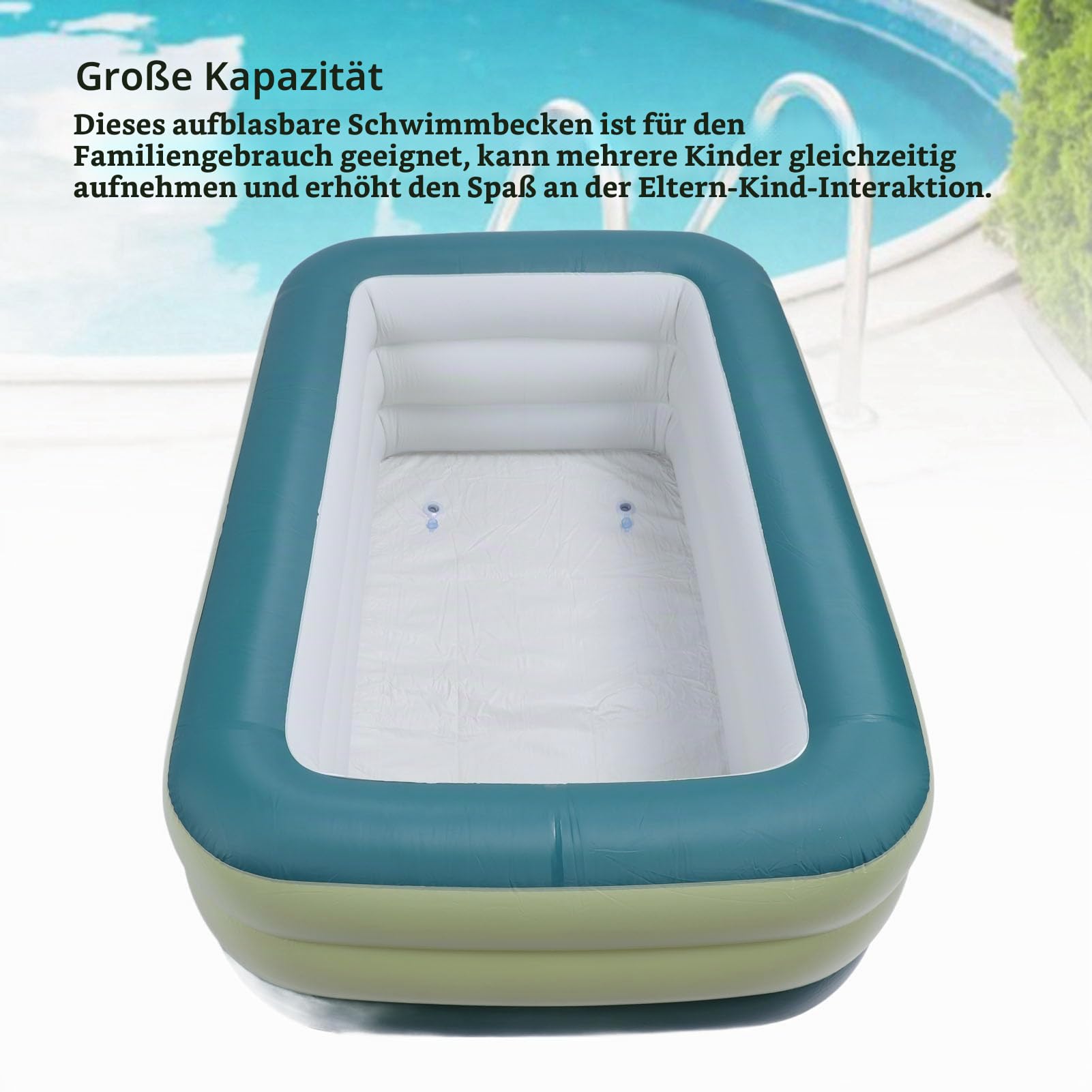 Aufblasbarer Pool, PVC verdickter Kinderpool mit großer Kapazität, Faltbarer Tragbarer Oberirdischer Pool für Garten & Outdoor, Familien Pool für Kinder & Erwachsene