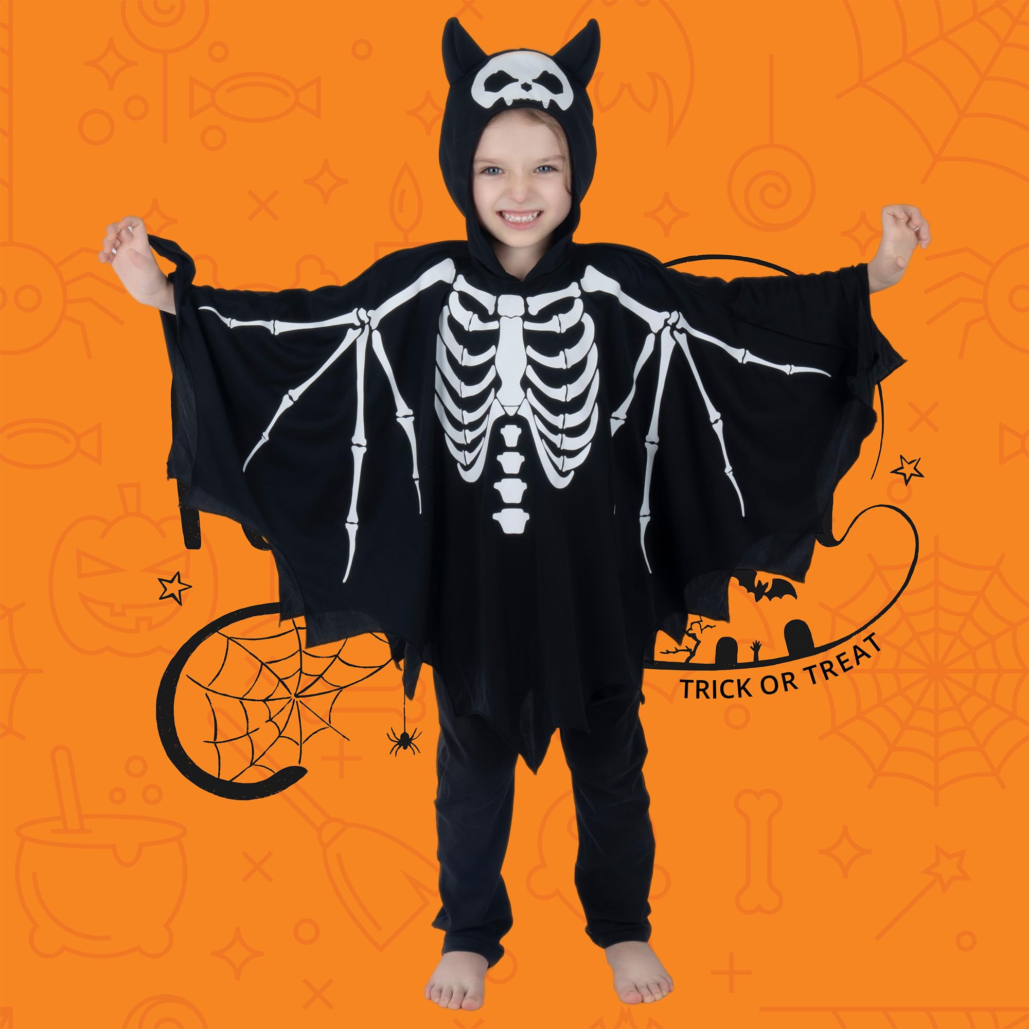 Sincere Party Costume da Scheletro per Bambini Costumi di Halloween da Scheletro Che Si Illuminano al Buio per Ragazzi e Ragazze