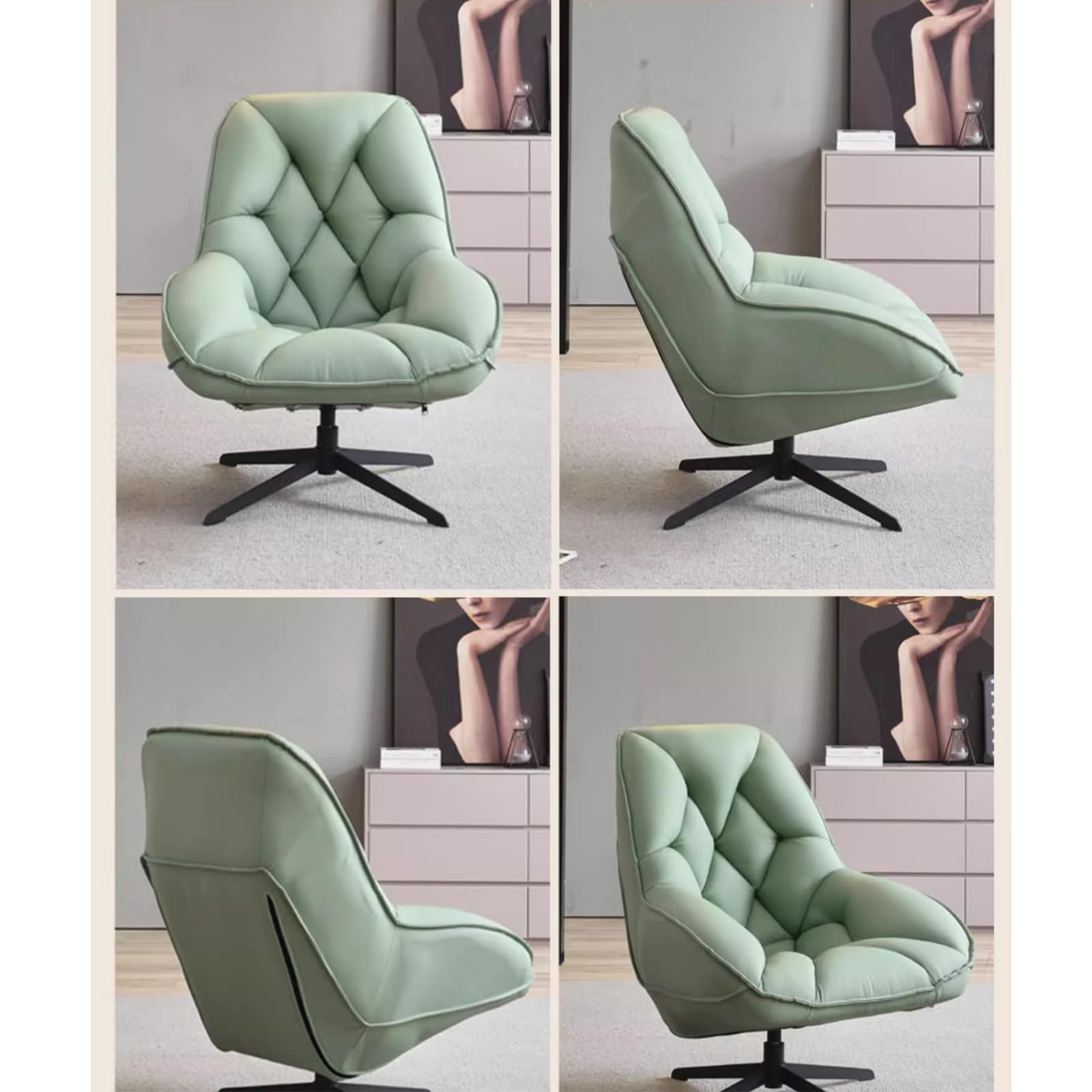 Amazon｜フェイクレザースイベルソファ椅子、リビングルーム