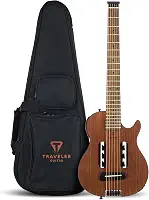 Traveler Guitar Guitarra acústica de mogno Escape Mark III | Guitarra acústica pequena de viagem com amplificador de fone de ouvido integrado | Guitarra sem cabeça portátil com escala completa de 64,8