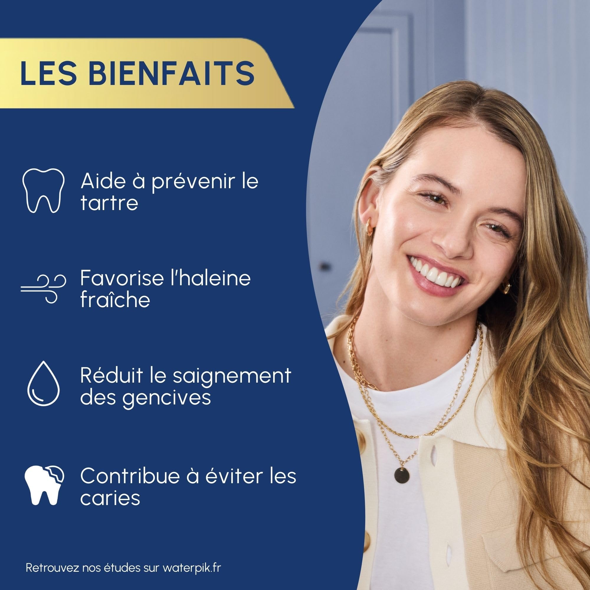 Waterpik Advanced - Hydropulseur Dentaire Sans Fil, Jet Dentaire Portable Rechargeable avec Câble USB, Élimine la Plaque, 3 Niveaux de Pression, Blanc (WP-580EU)